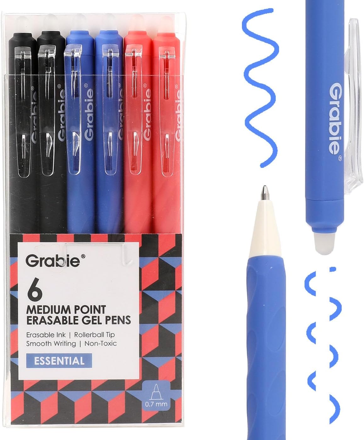 Detalle de Grabie Erasable Gel Pens (9 Colours) with 0.6mm Medium Point – Smooth Writing Rollerball for Notes & Drawing