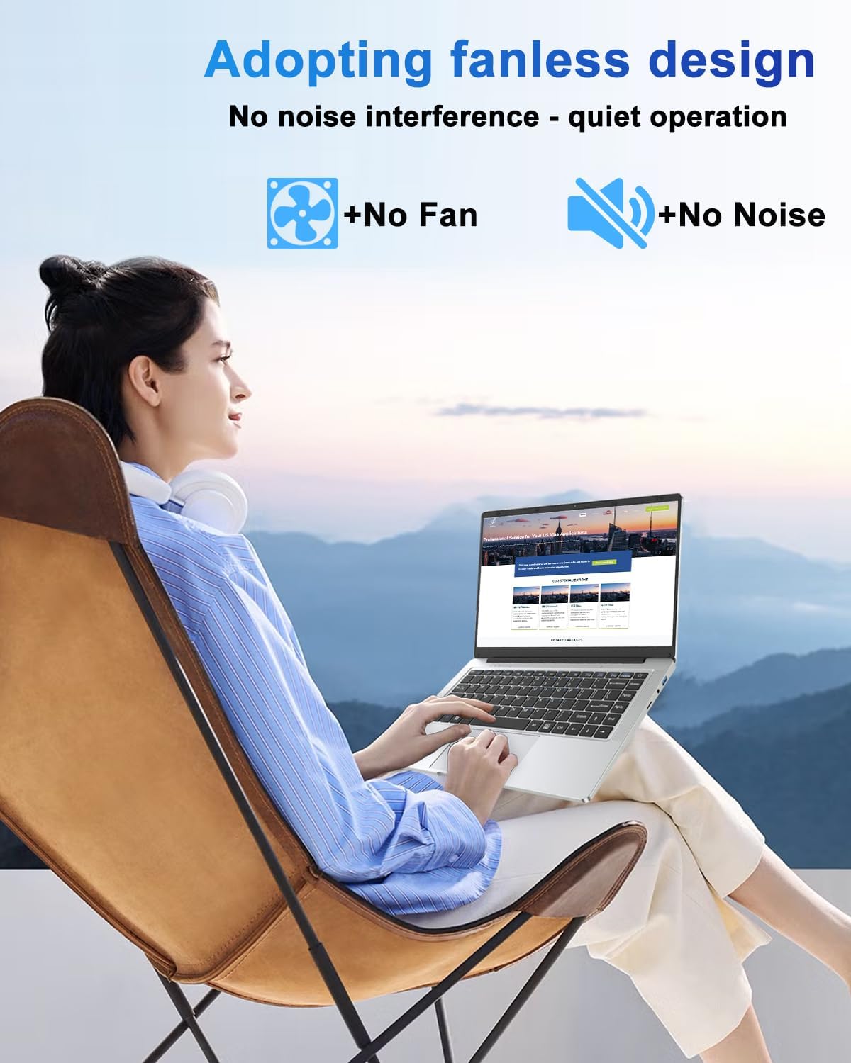 Thumbnail 4 de LEEDOW 14-inch Laptop (Celeron N4000, 6GB RAM, 128GB SSD) – fanless, dual-band WiFi