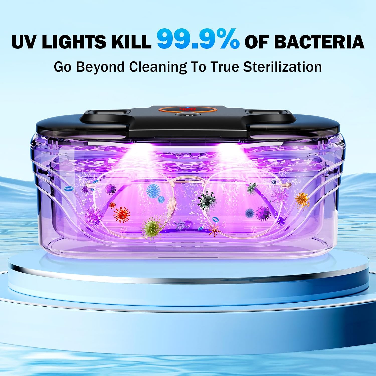 Detalle de Raugbeyvo Ultrasonic Jewelry Cleaner, 48 kHz, 400 mL, 3 Modes, Black