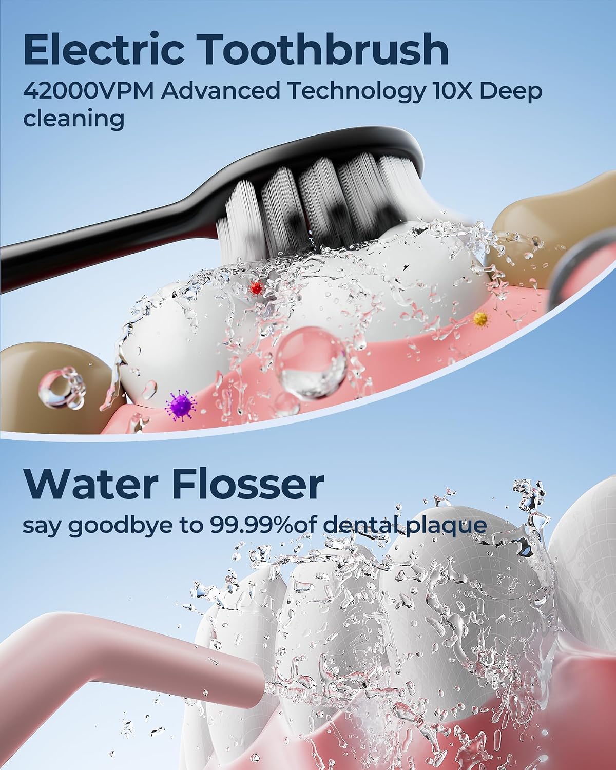 Thumbnail 1 de Electric Toothbrush Water Flosser Combos: Sonic Toothbrush + Water Flosser for Adults and Kids