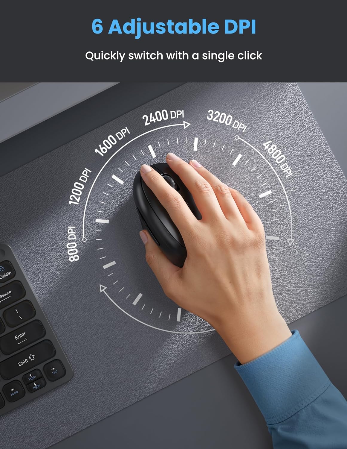 Thumbnail 4 de TECKNET Ergonomic Vertical Wireless Mouse 4800DPI