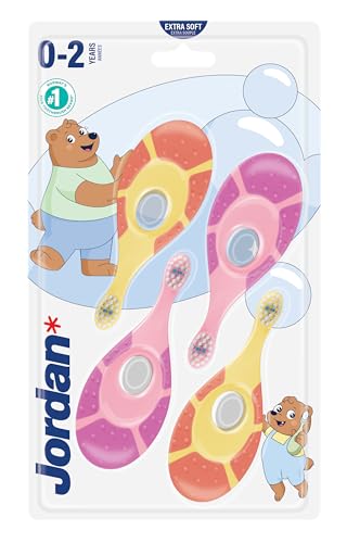 Imagen de Jordan Step 1: Cepillos de dientes para bebé 0–2 años (pack 4) - rosa y morado en OfertitasTOP