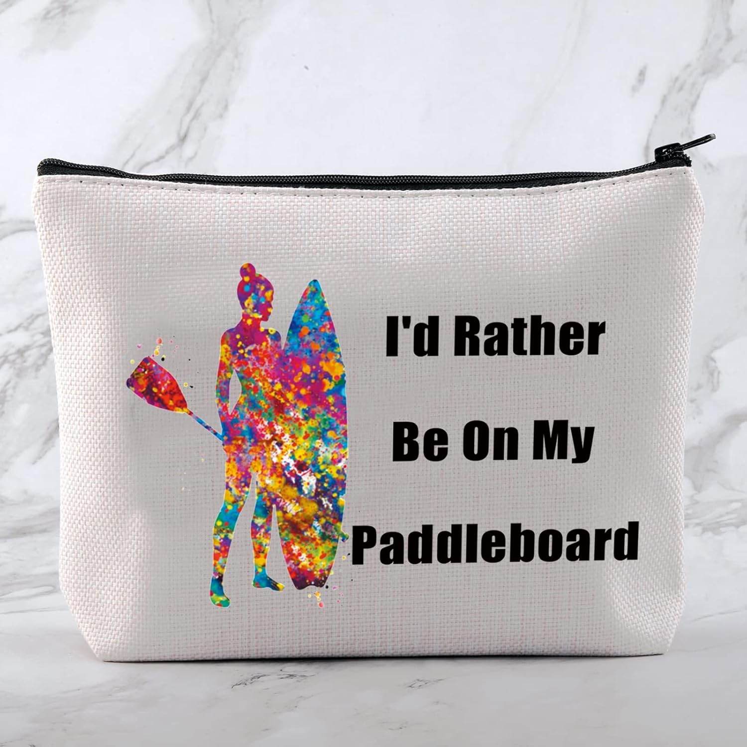 Thumbnail 2 de Funny Paddle Board Cosmetic Bag – I'd Rather Be On My Paddleboard Makeup Zipper Bag