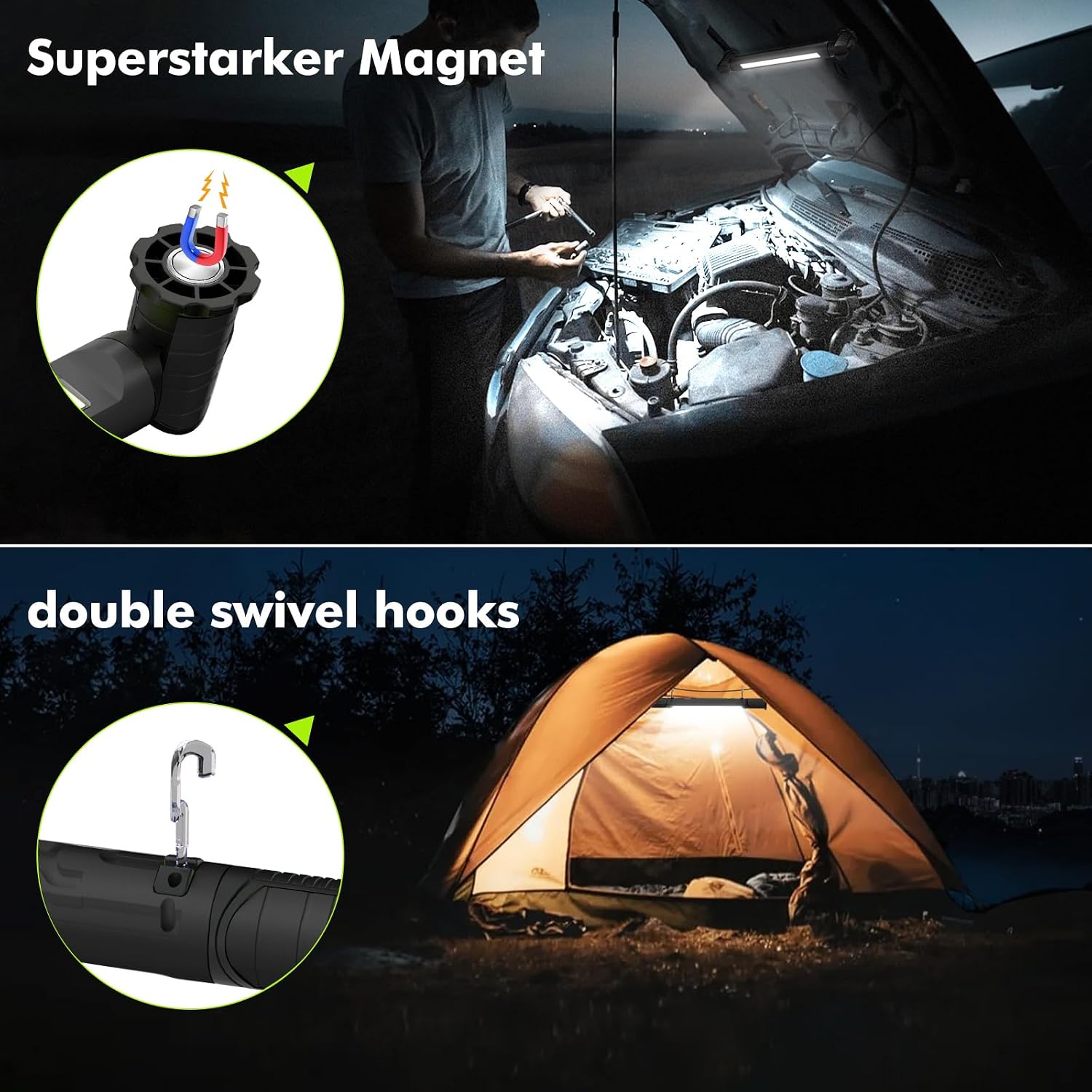 Detalle de MEIKEE oplaadbare LED-werklamp 3000 lm, 5000 mAh en IP65