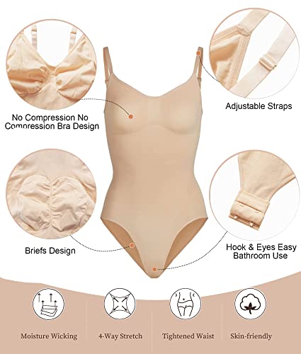 Detalle de SHAPERX Body moldeador para mujer Shapewear con control de abdomen y efecto invisible (posparto) Beige L/XL