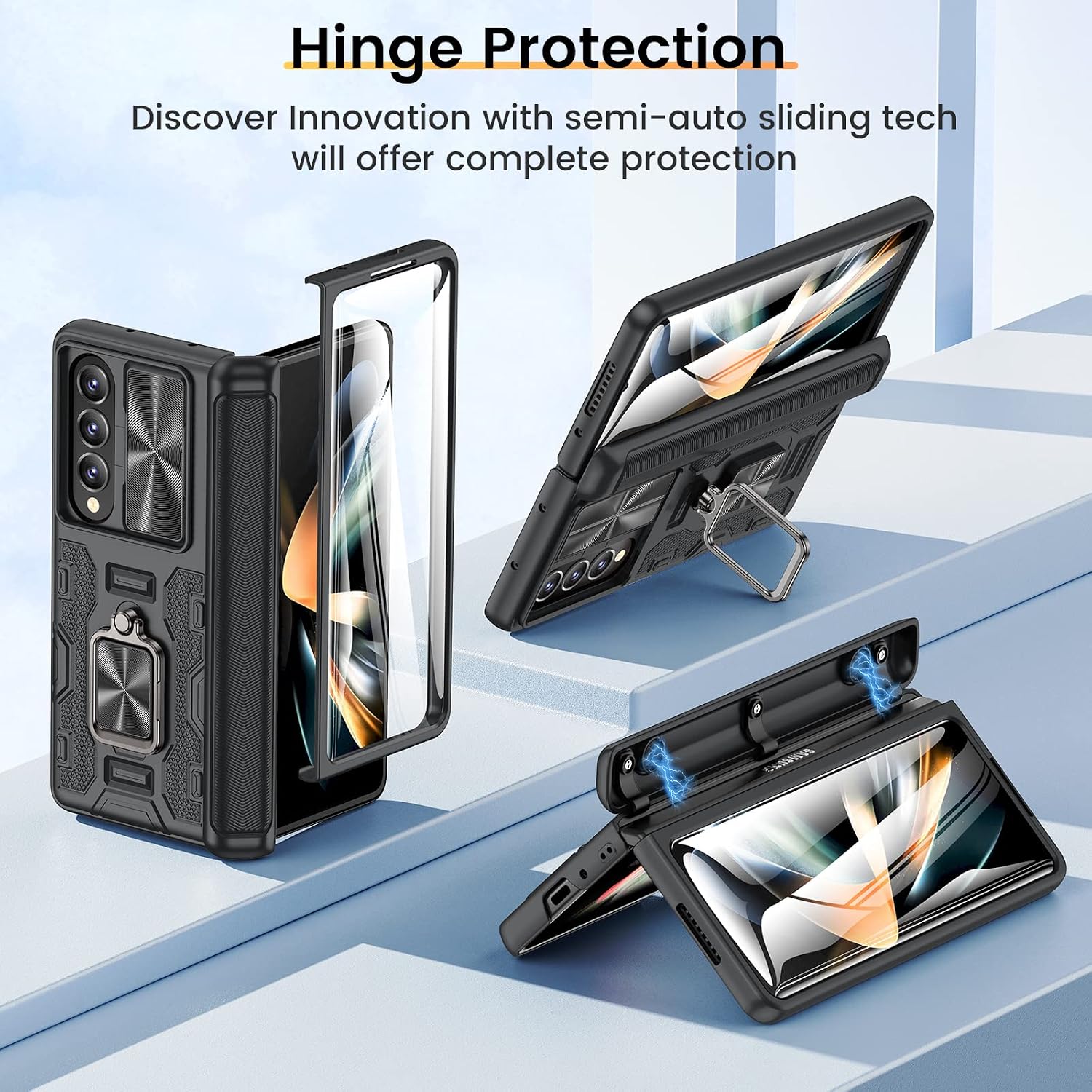 Detalle de VEGO Galaxy Z Fold 4 Case with Hinge Protection, Camera Cover & Stand