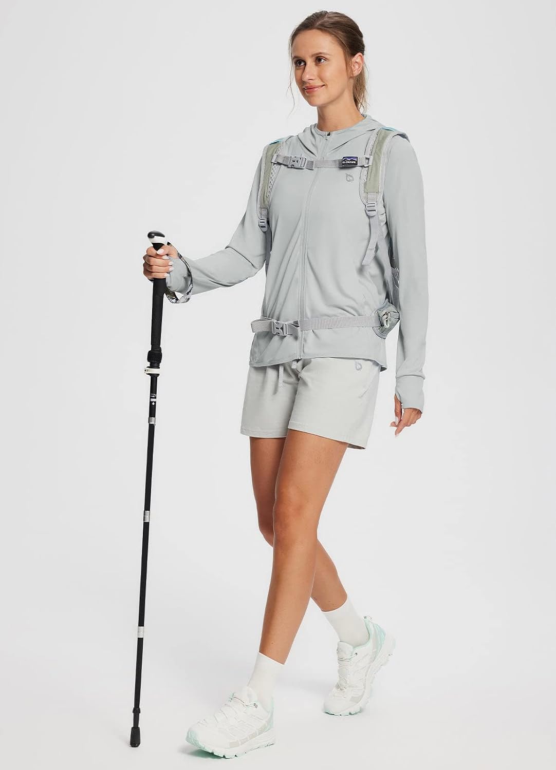 Detalle de Baleaf Women's Sun Protection Jacket Hoodie: Lightweight UPF 50+ Long Sleeve Cover Up