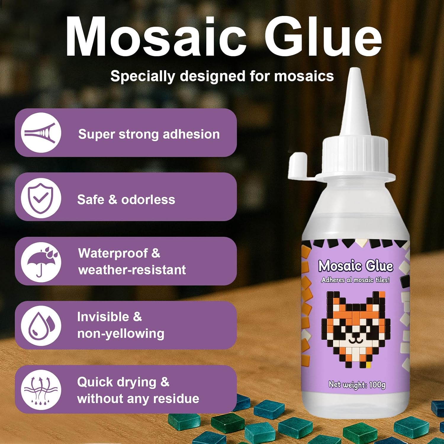 Thumbnail 4 de 1DFAUL 200g Clear Mosaic Tile Glue, Waterproof, Fast-Drying Adhesive