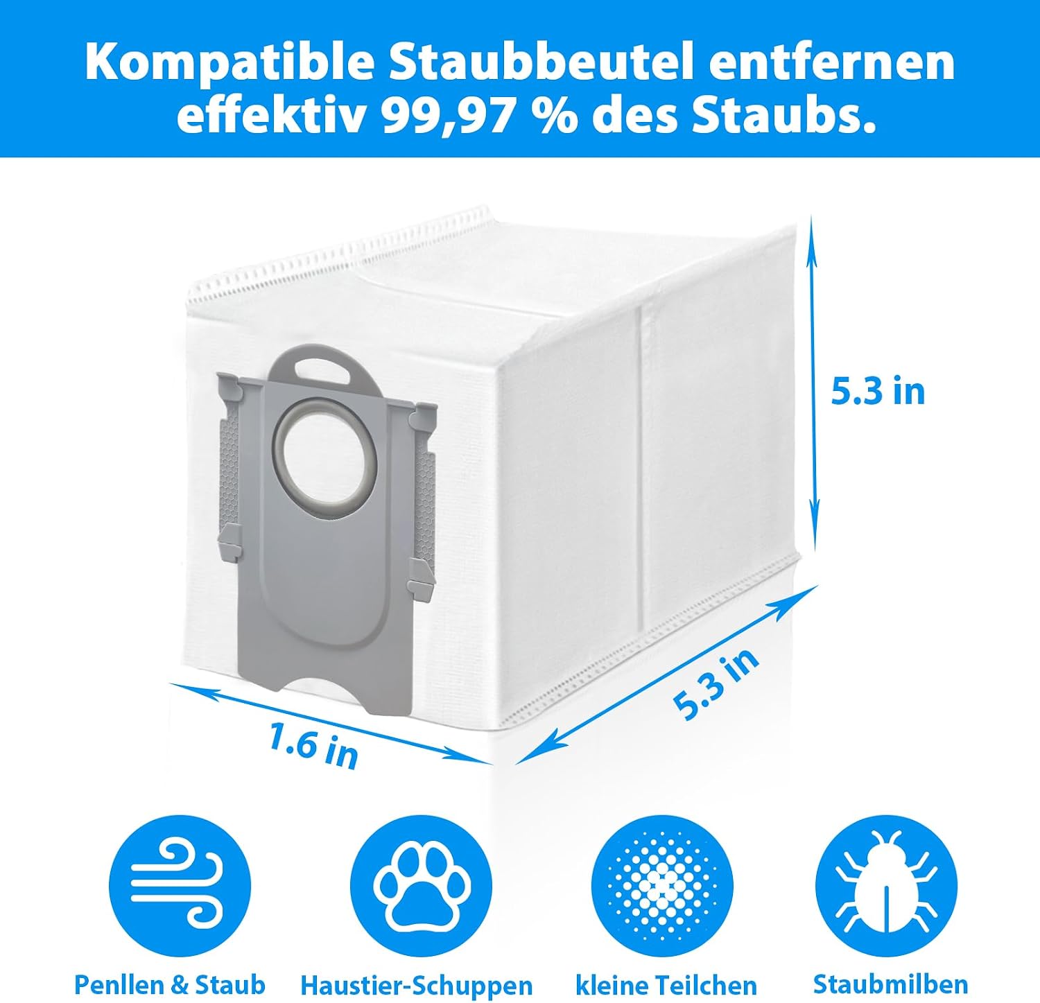 Thumbnail 2 de KGC 12er Staubbeutel kompatibel mit Roborock QV 35A & Q Revo Serien – Große Kapazität, Vierfach-Filtration