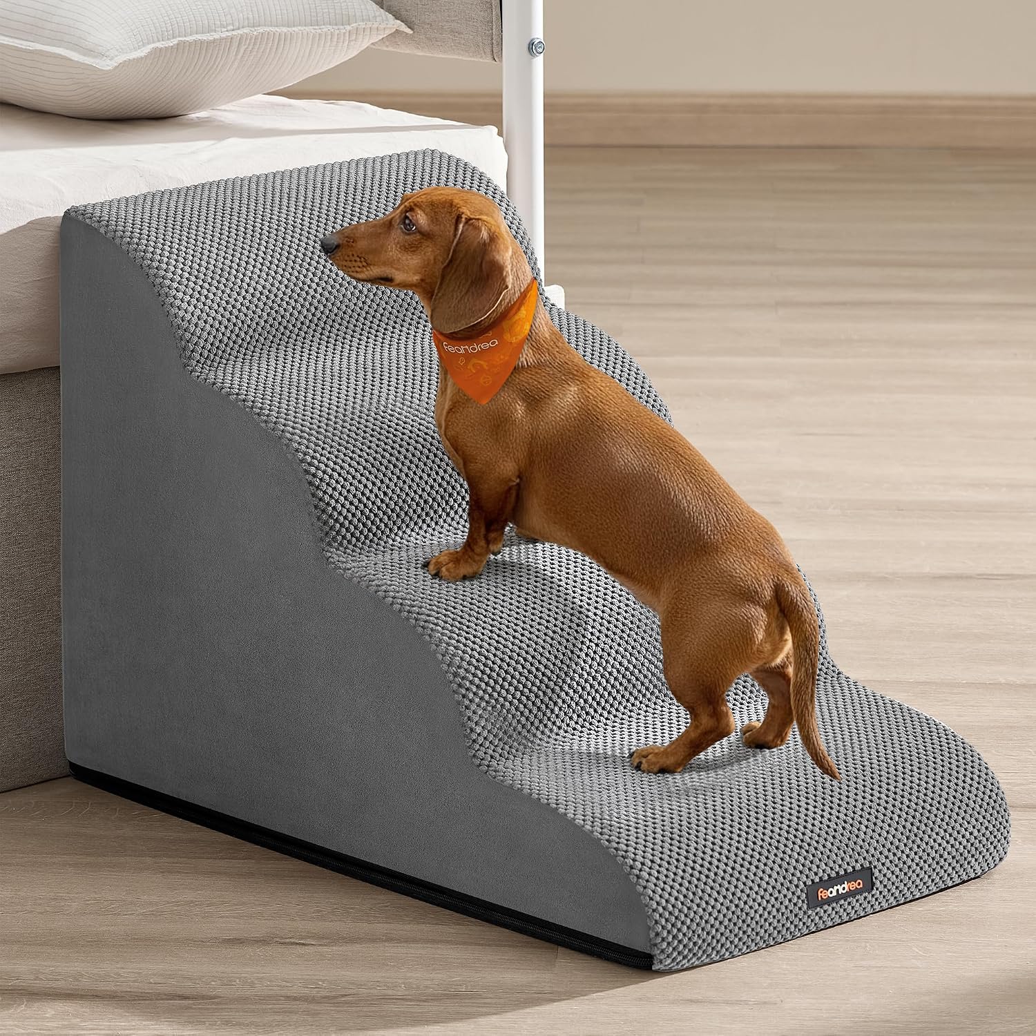 Thumbnail 6 de Feandrea 2-Step Dog Stairs (Waffle-Pattern Corduroy) PPS012GD01 in Dove Grey