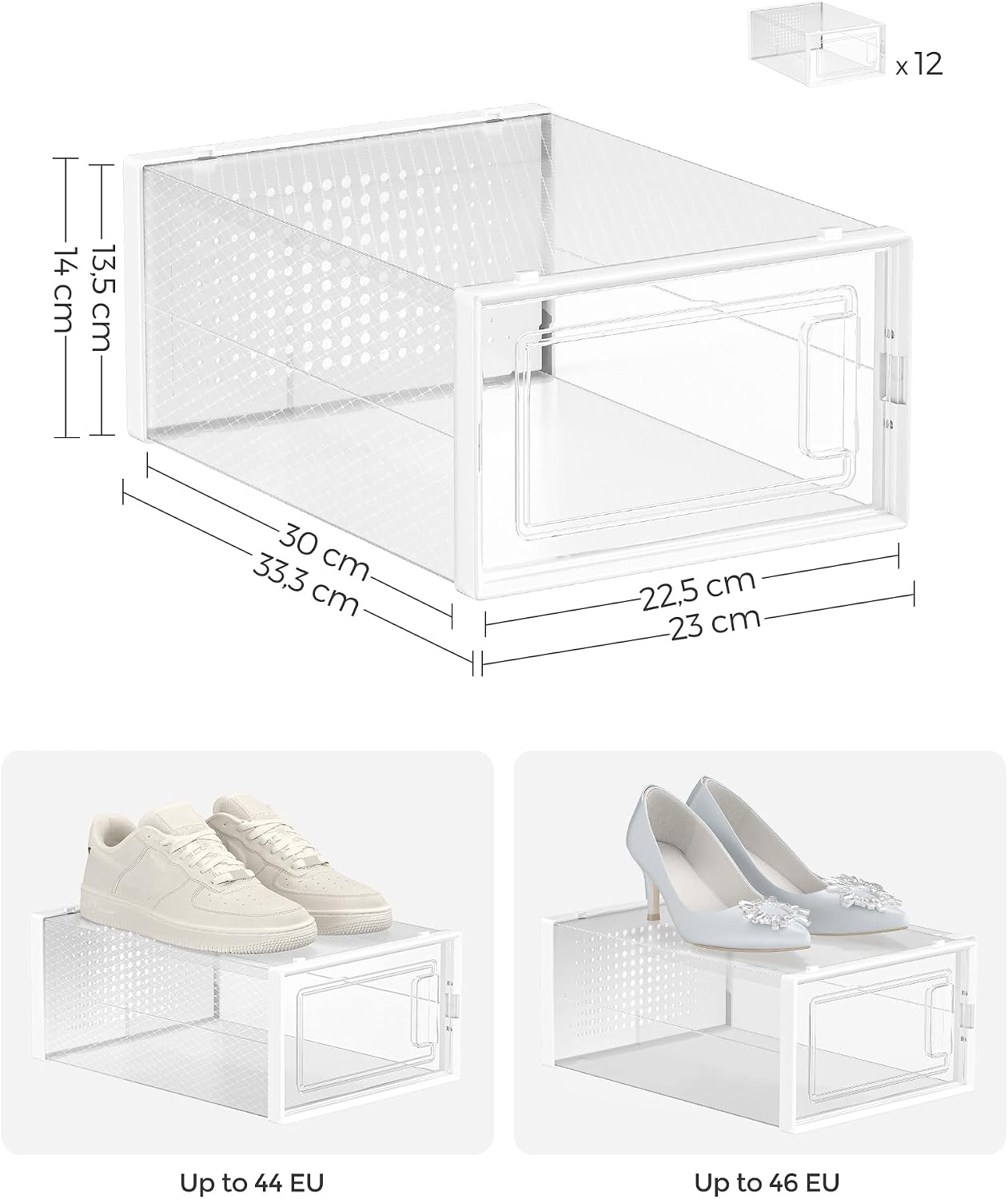 Detalle 1 de SONGMICS LSP12SWT – składane pudełka na buty, 12 sztuk, do rozmiaru 44
