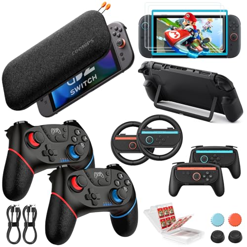 Detalle de Retear Retear Kit Accesorios Switch 2 17 en 1: mandos, protectores, agarres y funda de transporte