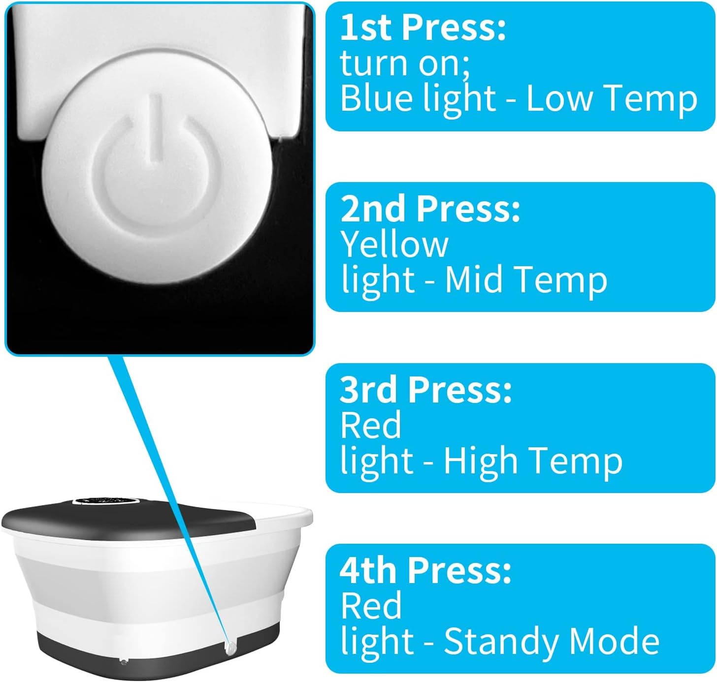 Thumbnail 6 de KNQZE Foot Spa and Massager with Heater: Heated Soothing Foot Bath with Remote, Pumice Stone & 16 Rollers