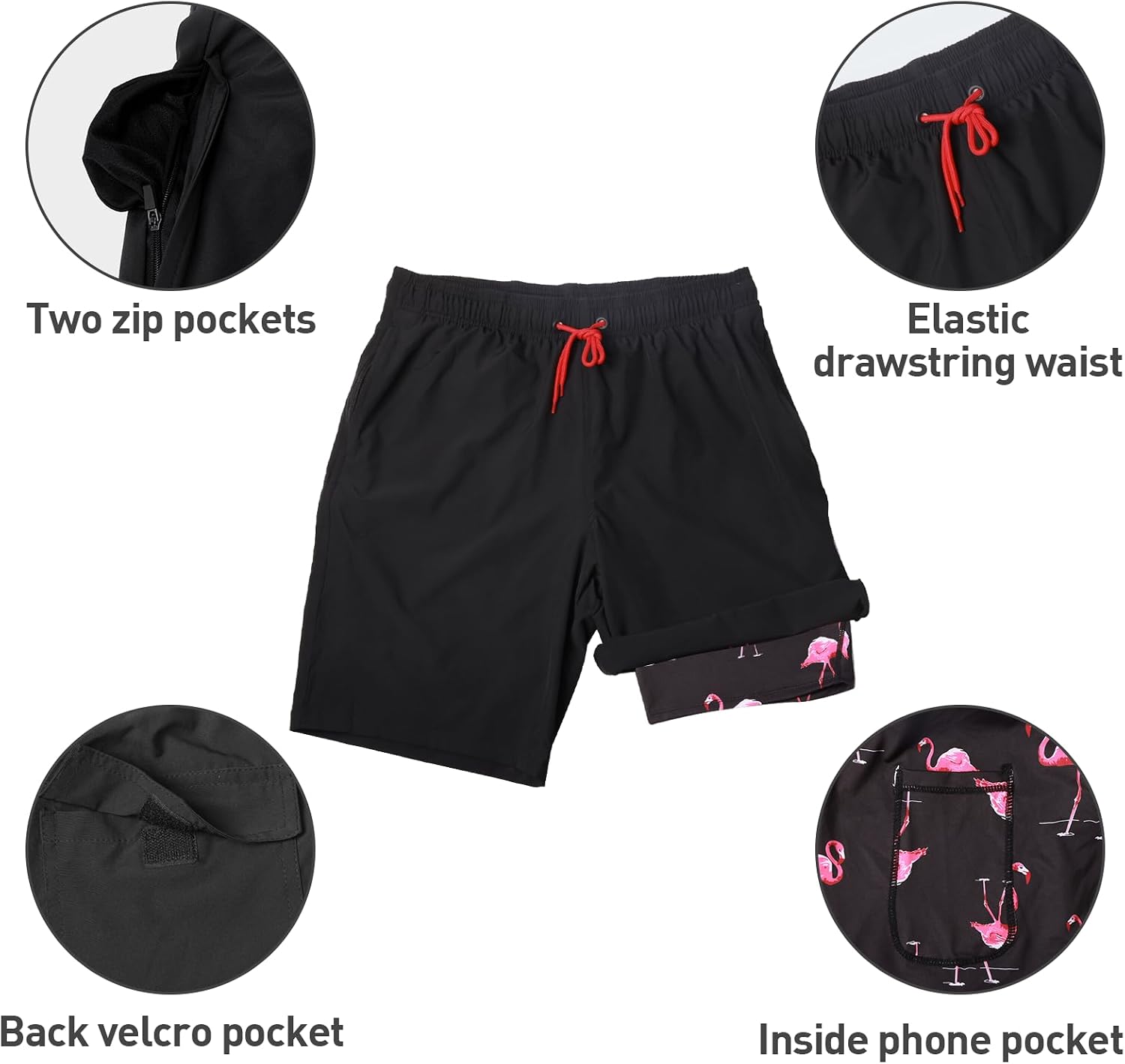 Detalle de Arcweg Men's 2-in-1 Long Length Swim Shorts with Compression Lining