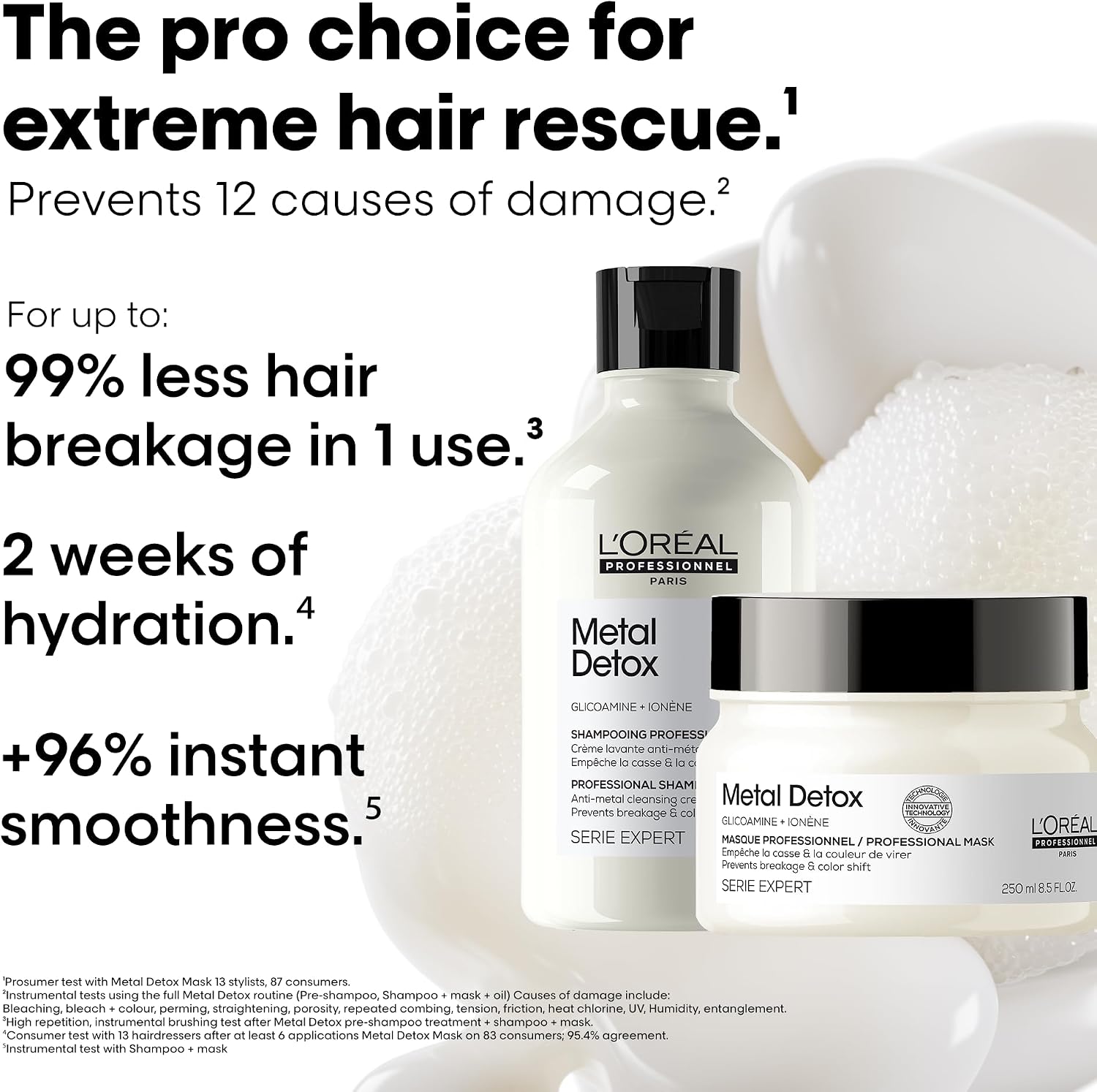 Detalle 2 de L’Oréal Professionnel Paris Metal Detox Shampoo 300ml & Hair Mask 250ml kit for colour protection in hard water