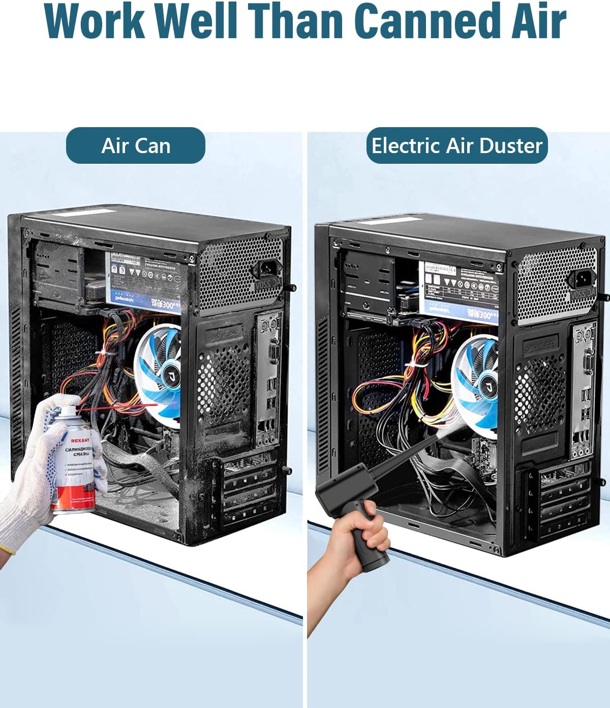 Detalle 2 de Elektrische Staubgebläse Druckluftspray für PC Reinigung – 3-Gang Air Duster mit LED-Licht