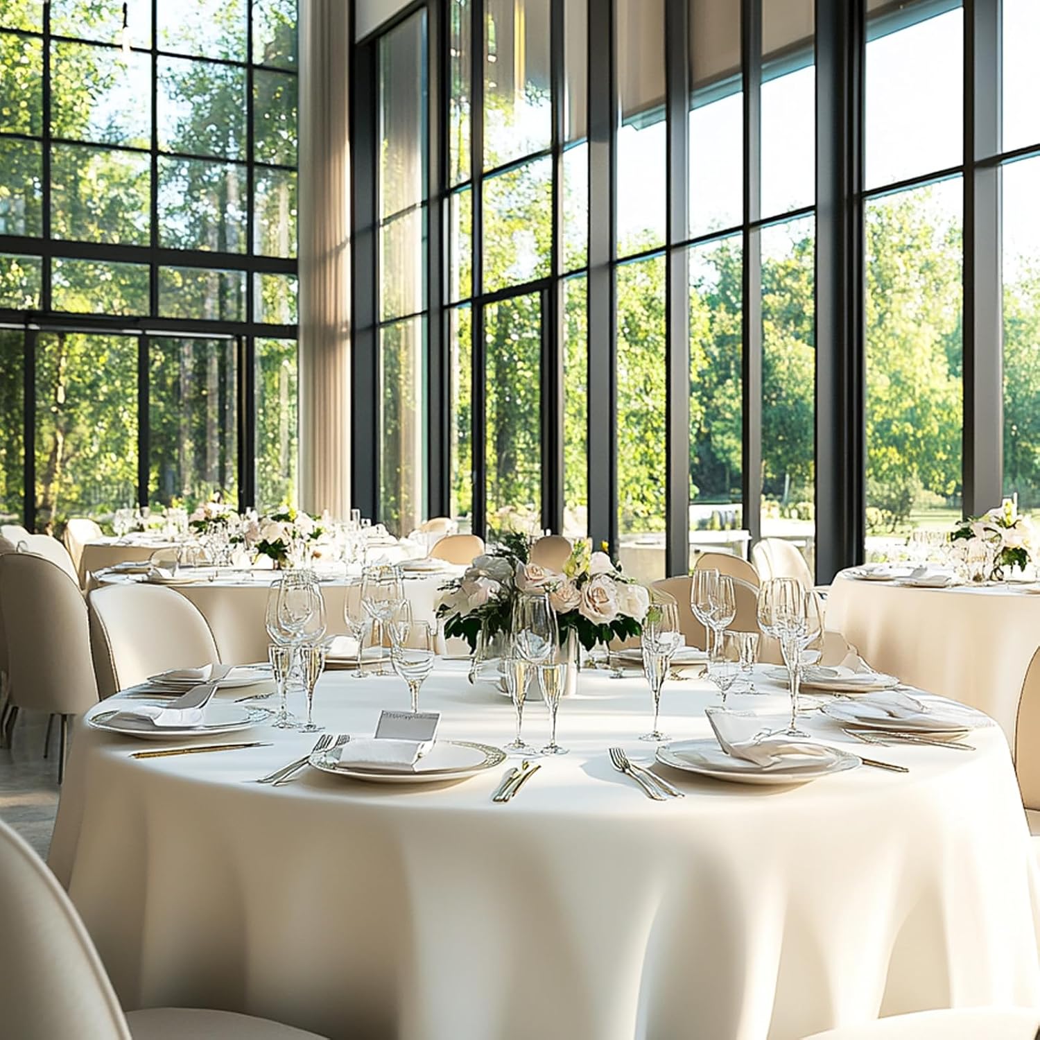 Detalle de Fixwal 6 Pack Ivory 120 Inch Round Tablecloths