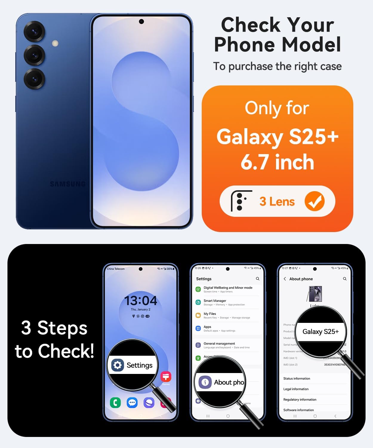 Thumbnail 1 de CANSHN Coque Magnétique pour Samsung Galaxy S25 Plus (6,7 pouces) — Protection complète de l’appareil photo et dos translucide bleu foncé