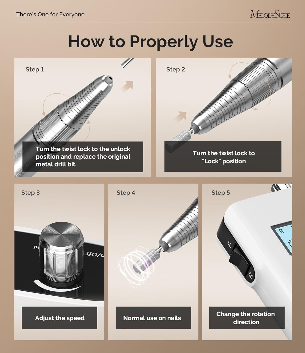 Thumbnail 2 de MelodySusie SC320H Entry-Level Clip-On Rechargeable Nail Drill (30,000 RPM) with LCD