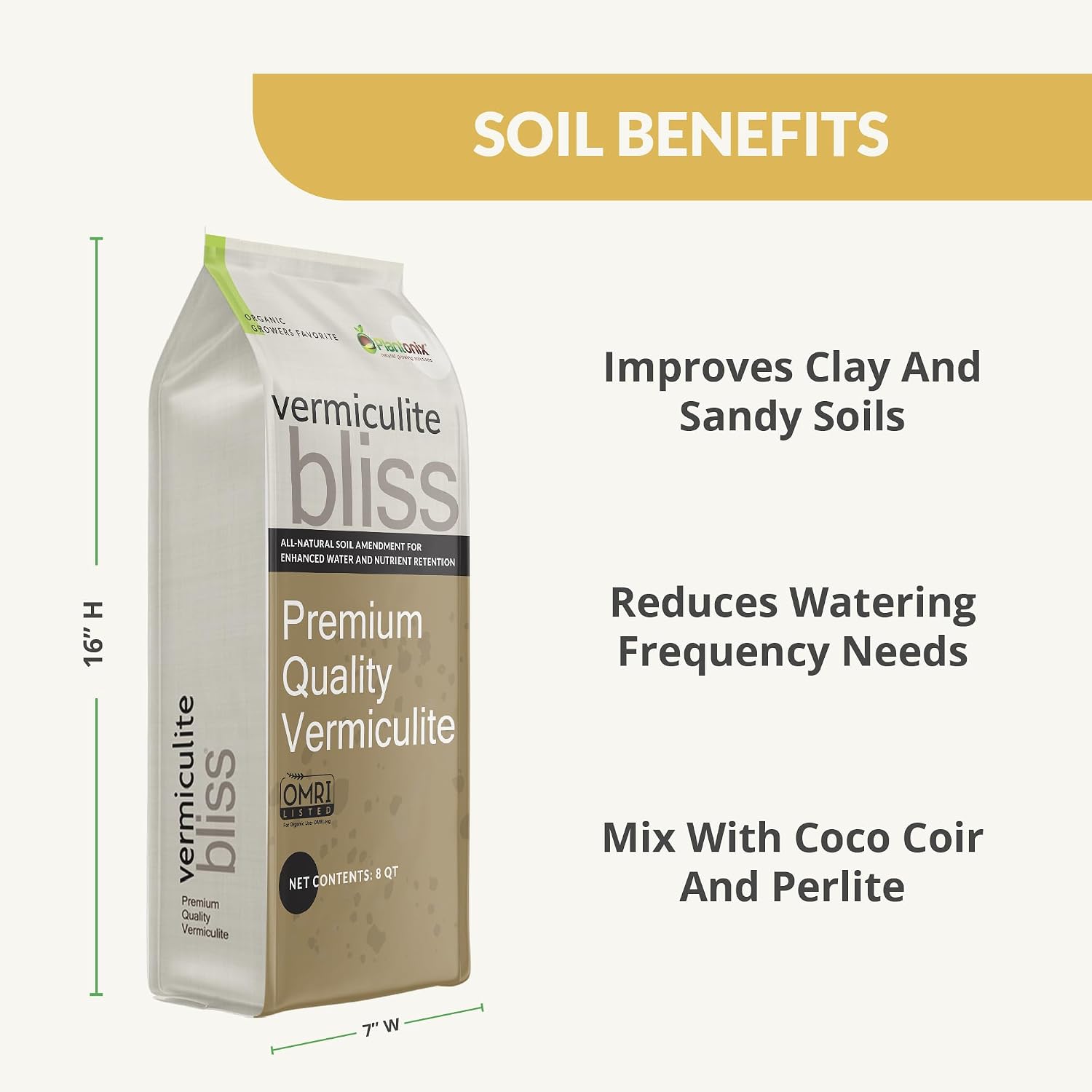 Detalle de plantonix Vermiculite Bliss Vermiculite for Gardening, Coarse, 8 Quarts