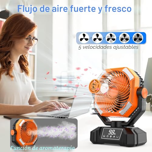 Thumbnail 3 de Camping Ventilador con Luz LED Multper – 20000 mAh, recargable, control remoto y 5 velocidades para tienda de campaña