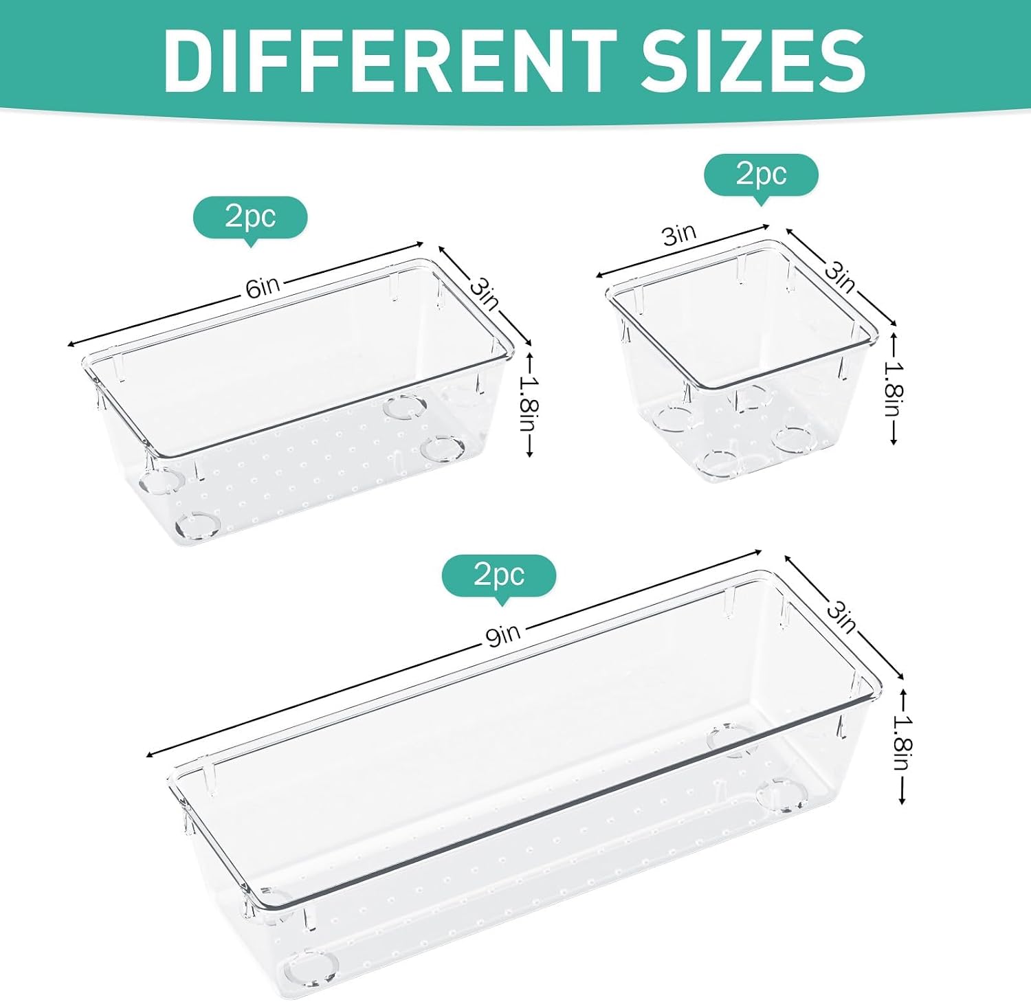 Detalle 2 de WOWBOX 08032025 Clear Drawer Organizer Set, 6 Stackable Polypropylene Trays