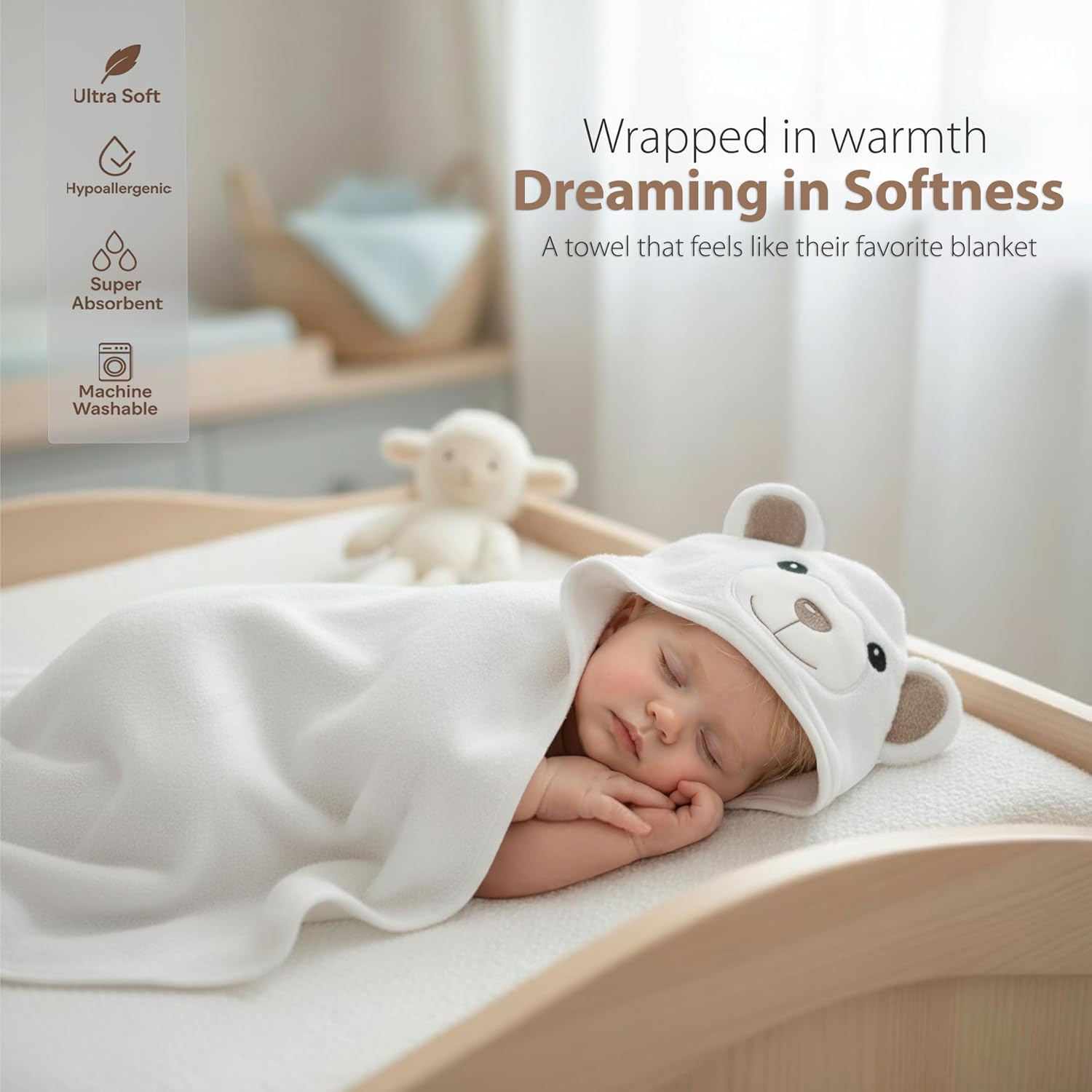 Thumbnail 6 de MINIBOO Premium Bamboo Hooded Baby Towel – Ultra-Soft 90 x 90 cm for Newborns to 6 Years