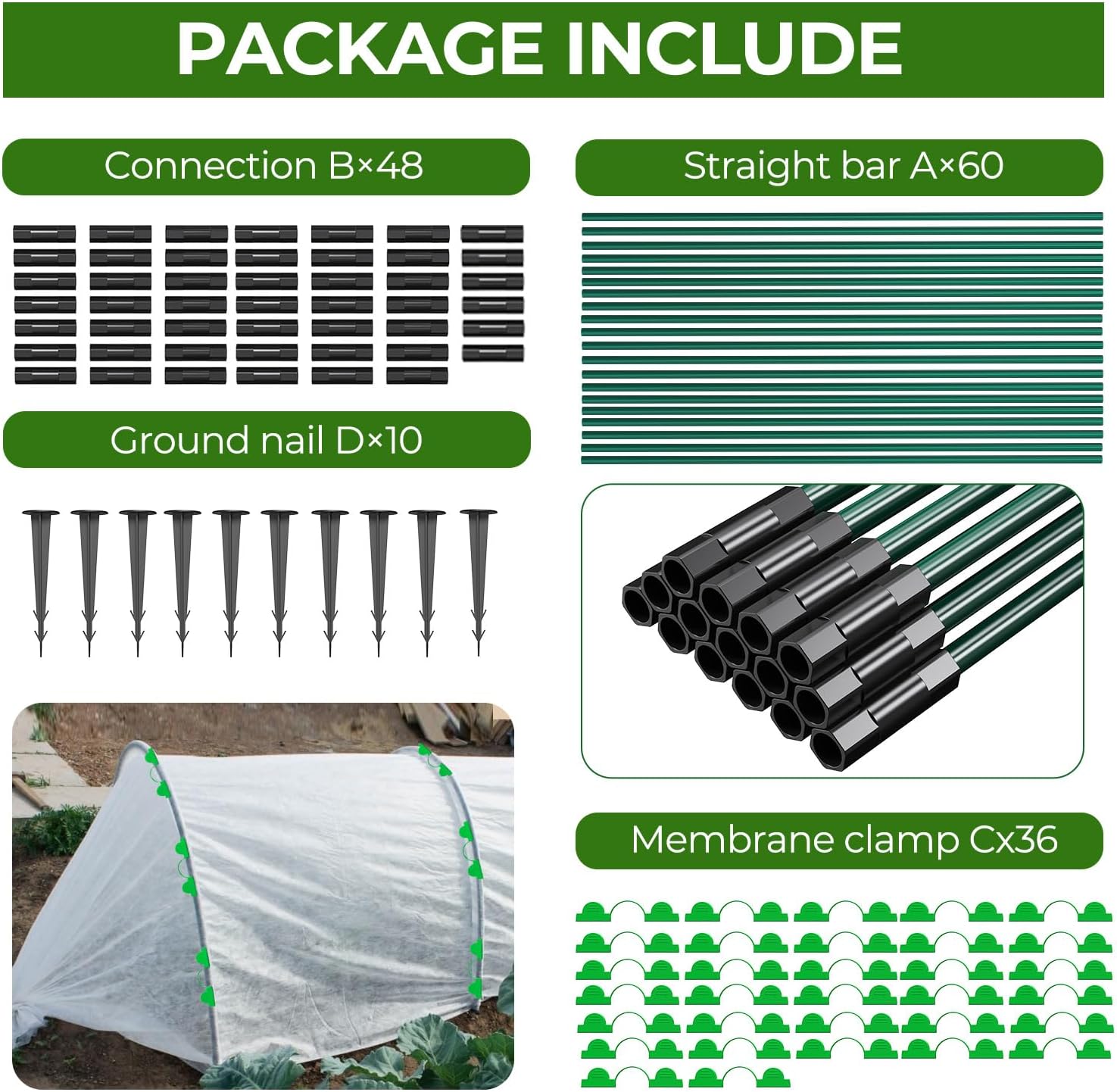 Thumbnail 2 de 60 Pièces Arceau Tunnel de Forçage MQHUAYU — Kit DIY pour Serre de Jardin