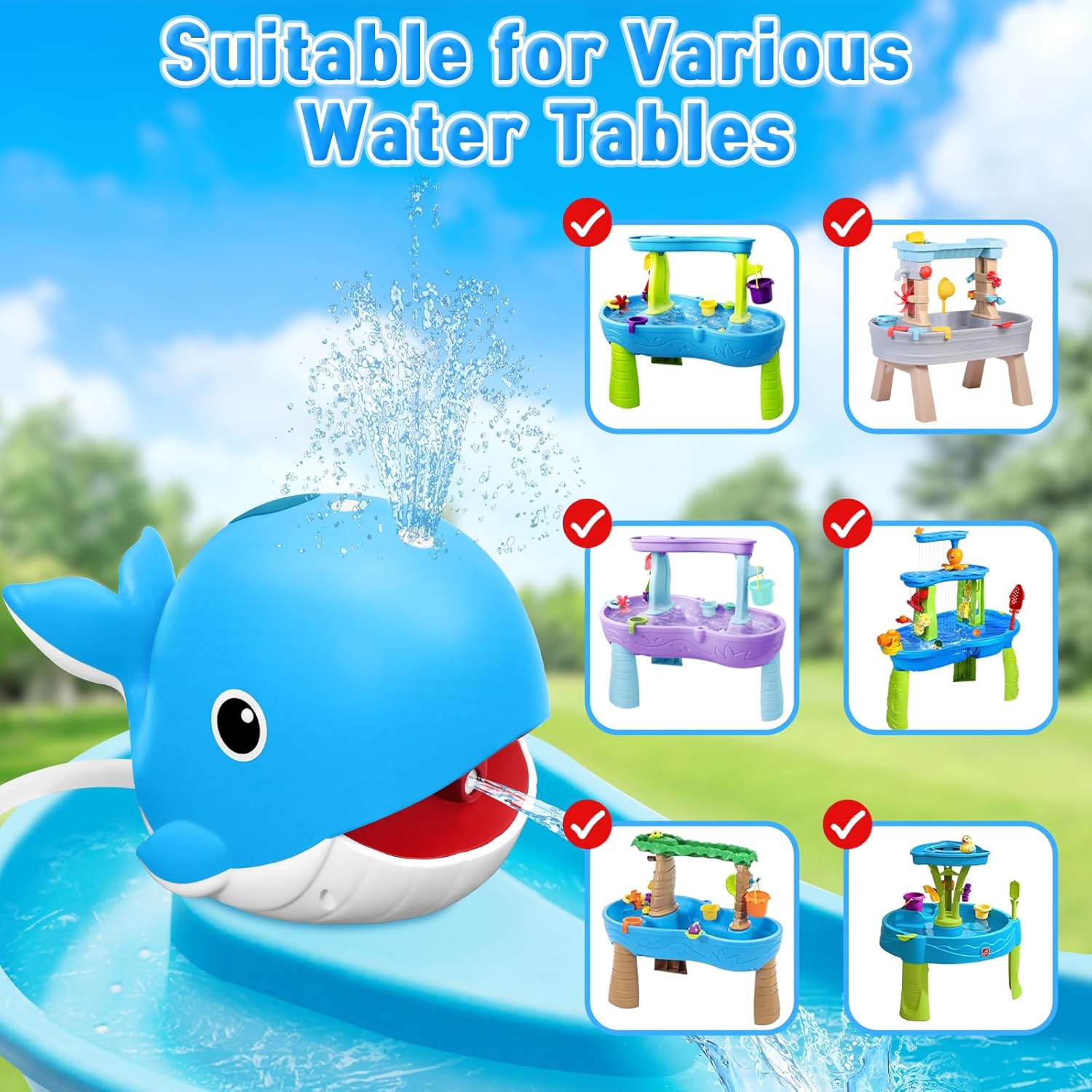 Thumbnail 6 de Infowush Water Table Pump (Whale) – No-Drill Rechargeable Water Pump for Outdoor Kids’ Water Tables, Blue