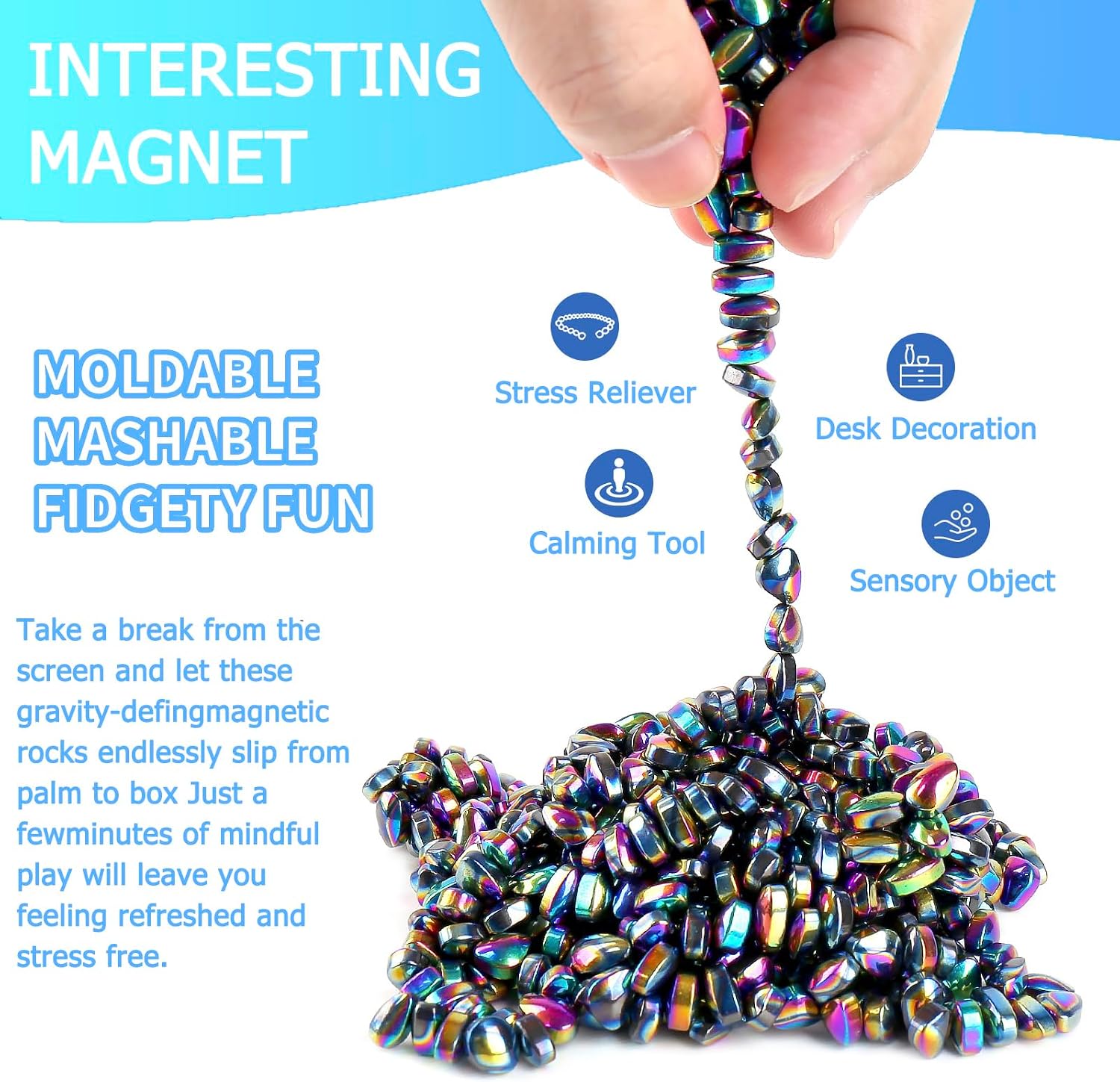 Thumbnail 6 de WSEJK 550-Piece Magnetic Fidget Stones, Colorful Metal Desk Toy