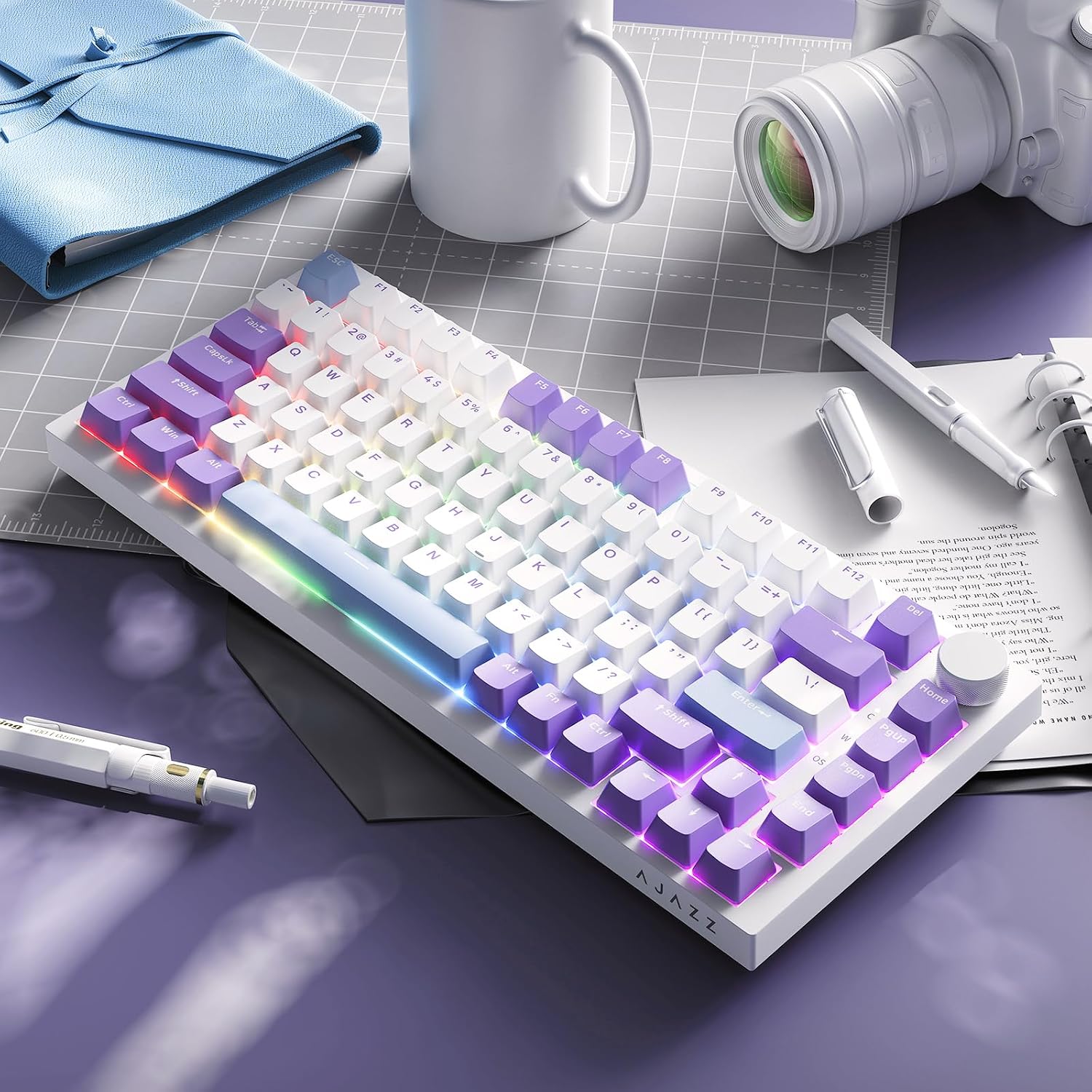 Thumbnail 6 de AJAZZ AK820 Wired Mechanical Keyboard (75%, mit Lautstärke-Drehknopf, PBT-Keycaps, Hot Swap)