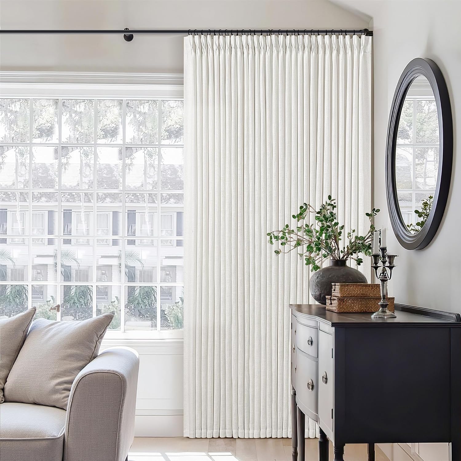 Thumbnail 5 de Extra Wide Linen Pleated Curtains 108x70 📐
