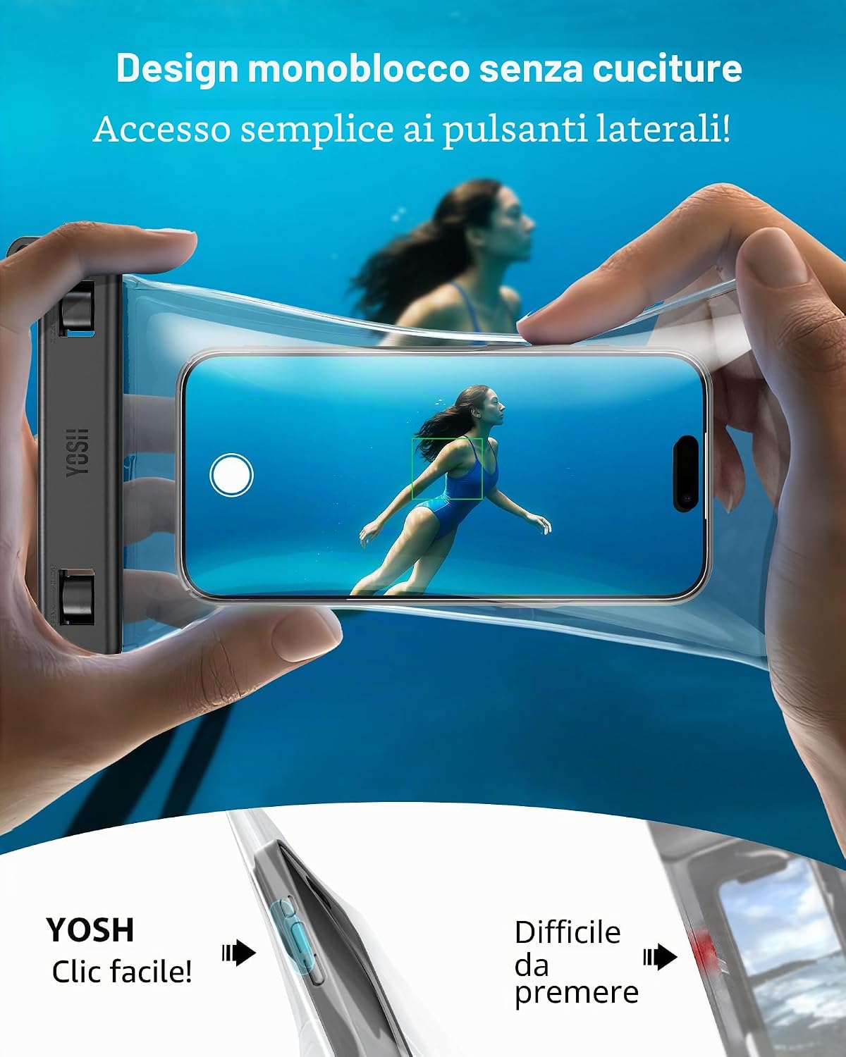 Detalle de YOSH Galleggiante Custodia Impermeabile per Smartphone – 3D senza cuciture, IPX8, fino a 7,5
