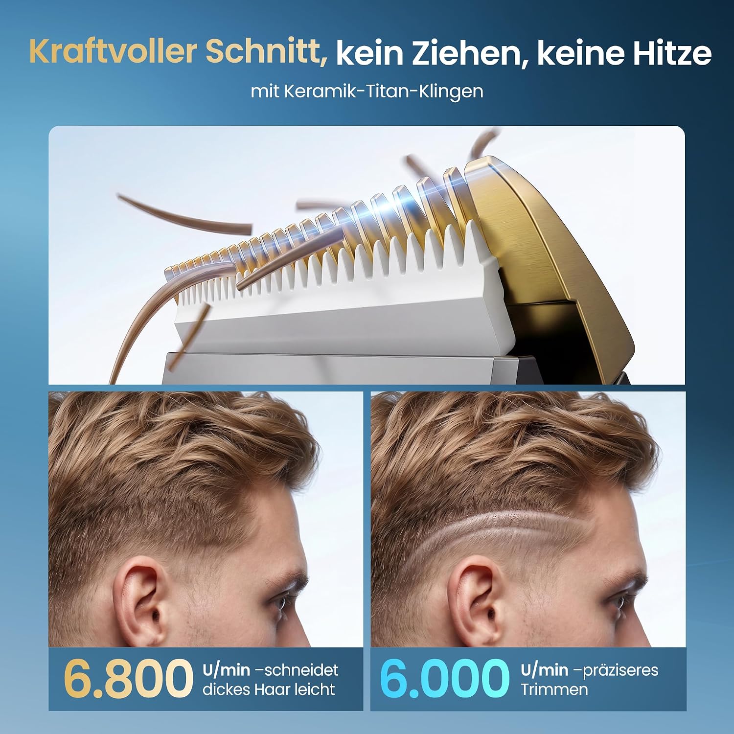 Detalle 2 de Jack&Rose 3-in-1 Haarschneidemaschine Kabellos mit Keramikklinge – Profi-Set für Zuhause