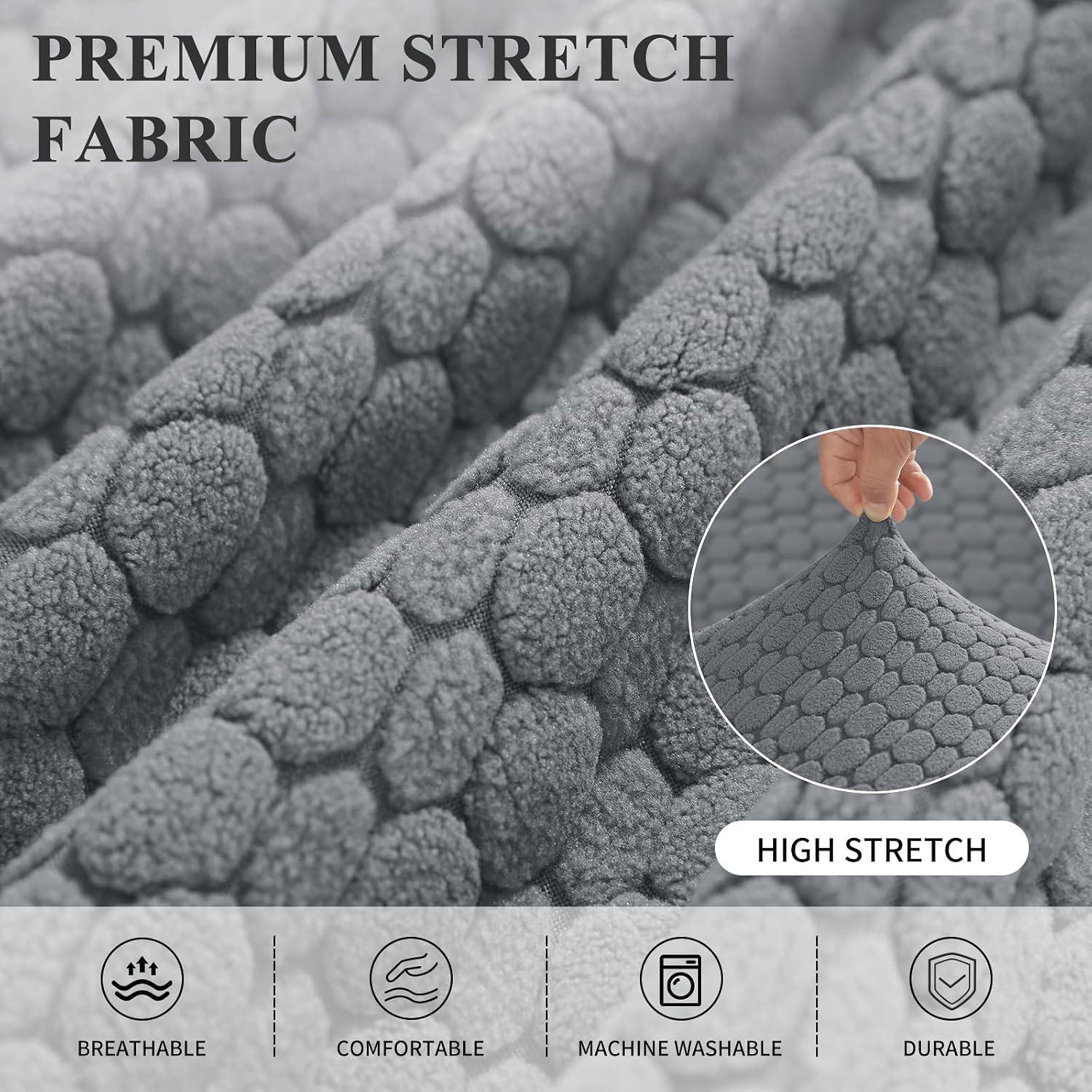 Detalle 2 de Housse de Chaise Élastique Antitache Ystyle – 6 pièces, Gris Clair, Haute Élasticité