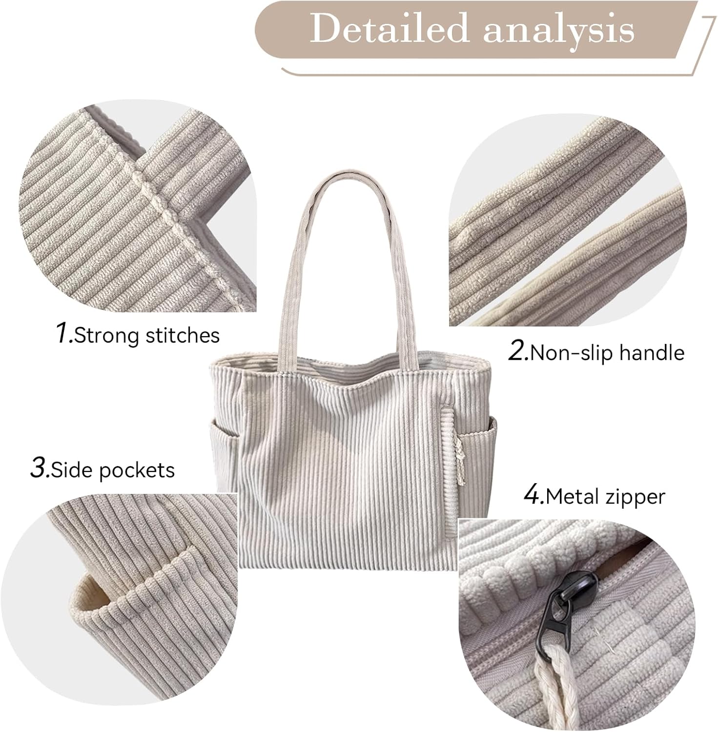 Thumbnail 6 de wocharm Corduroy Tote Bag 17in
