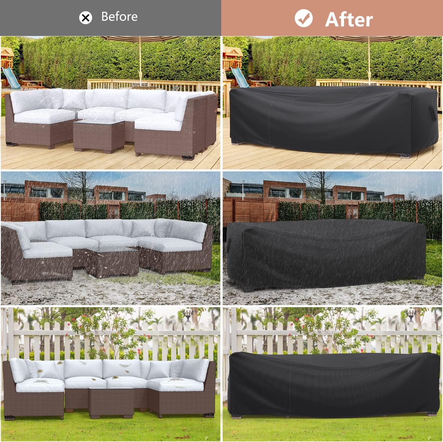 Thumbnail 6 de Mrrihand Rectangular-1 Patio Furniture Cover, 107 x 81 x 27.9 in, Black