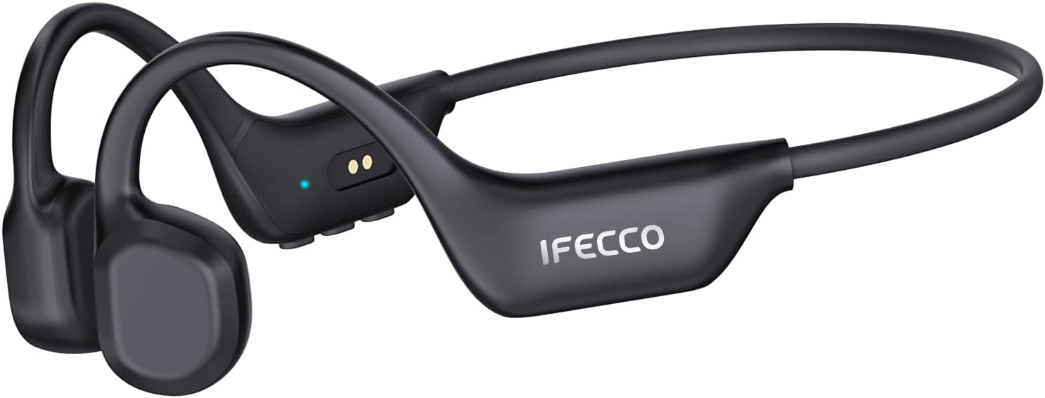 IFECCO Casque Conduction Osseuse Bluetooth 6.0 IP67 — Écouteurs Open Ear pour Course, Cyclisme et Fitness