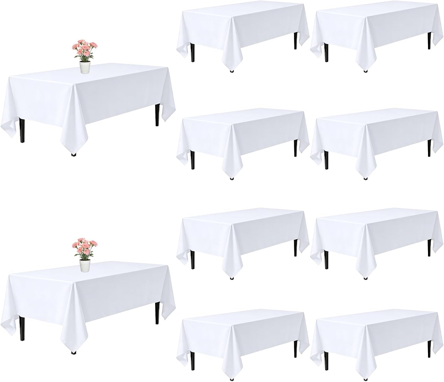 Detalle de Dexbriz 10 Pack White Rectangle Table Cloths – 60 x 126 Inches for 8-Foot Tables