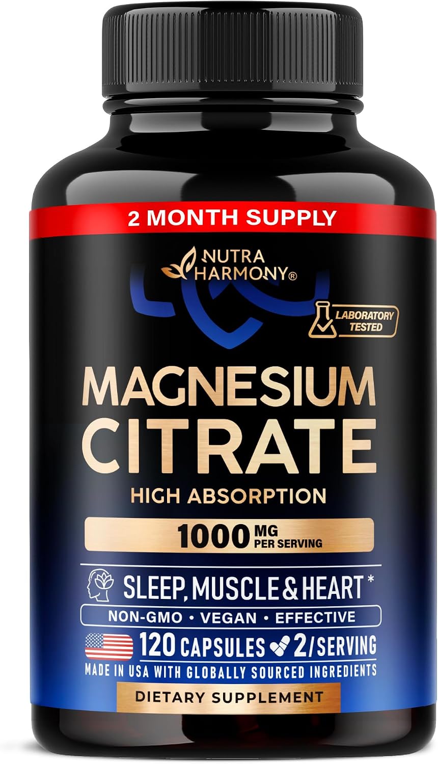 Detalle de NUTRAHARMONY NH-MGCTRTCPS120 Magnesium Citrate Capsules, 1,000 mg, Vegan
