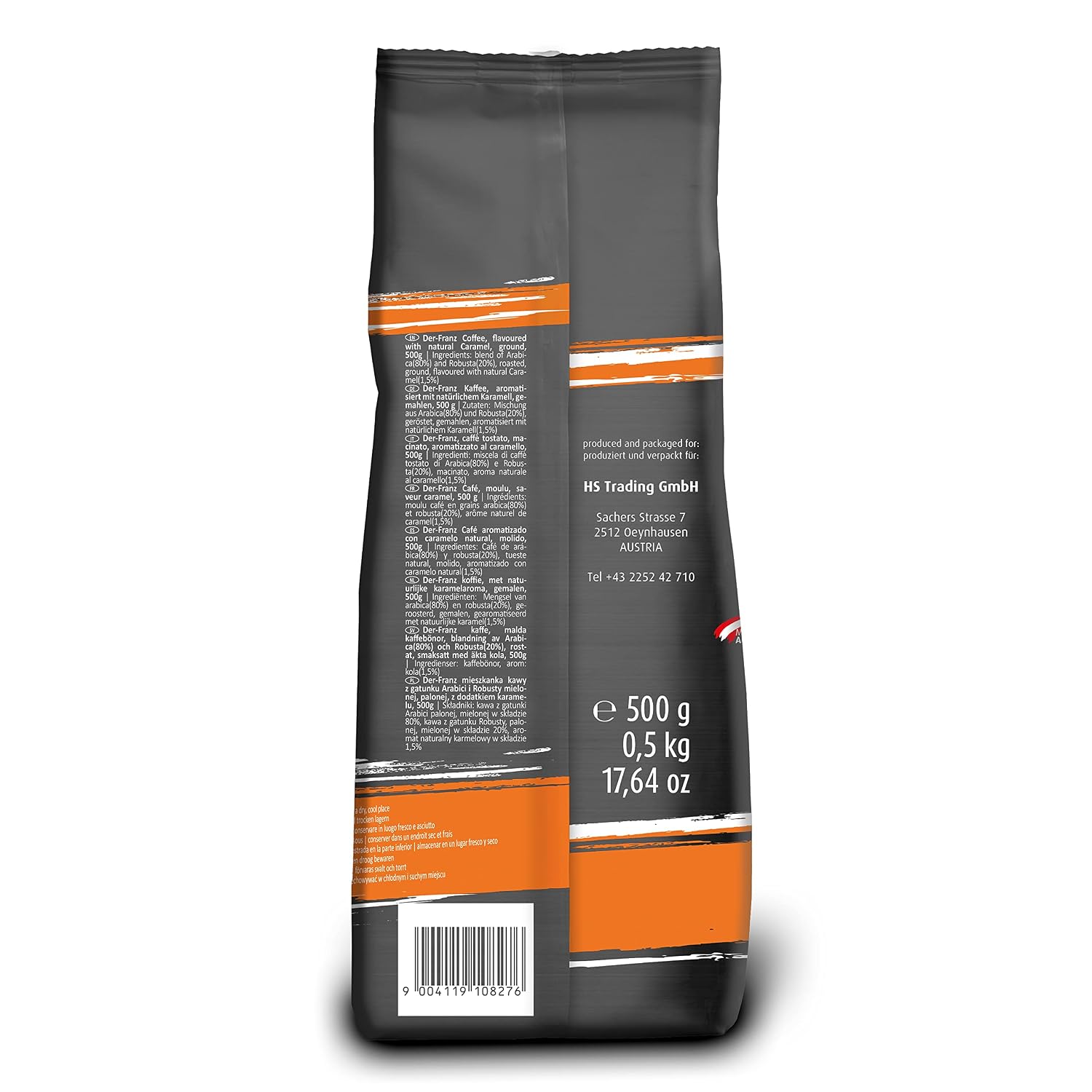 Detalle de DER-FRANZ Kaffee aromatisiert mit Karamell, gemahlen – 2 x 500 g