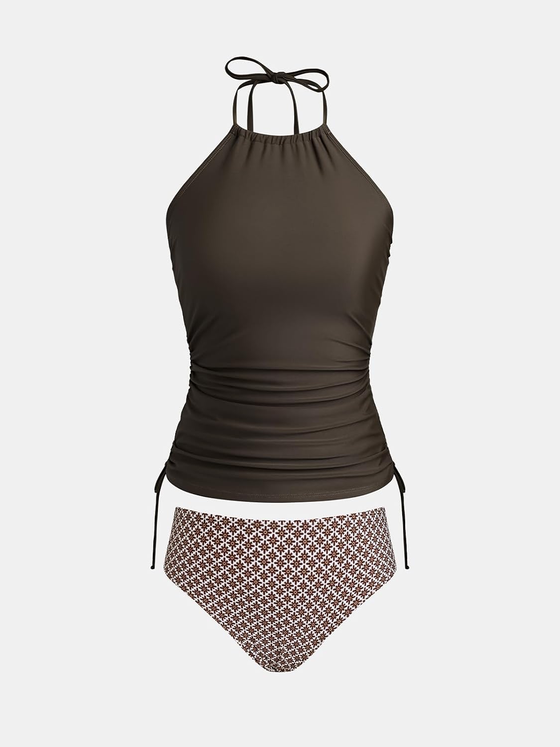 Thumbnail 4 de CUPSHE Tankini da donna con collo alto e halter regolabile, set due pezzi a vita media