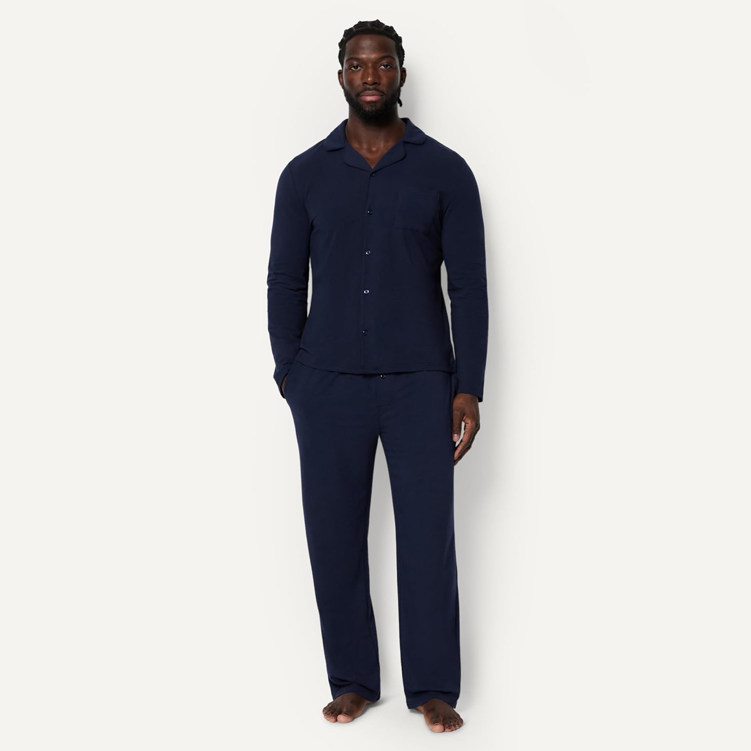 Detalle de Amazon Essentials Men's Cotton-Modal Pajama Set: Long Sleeve Top and Pants