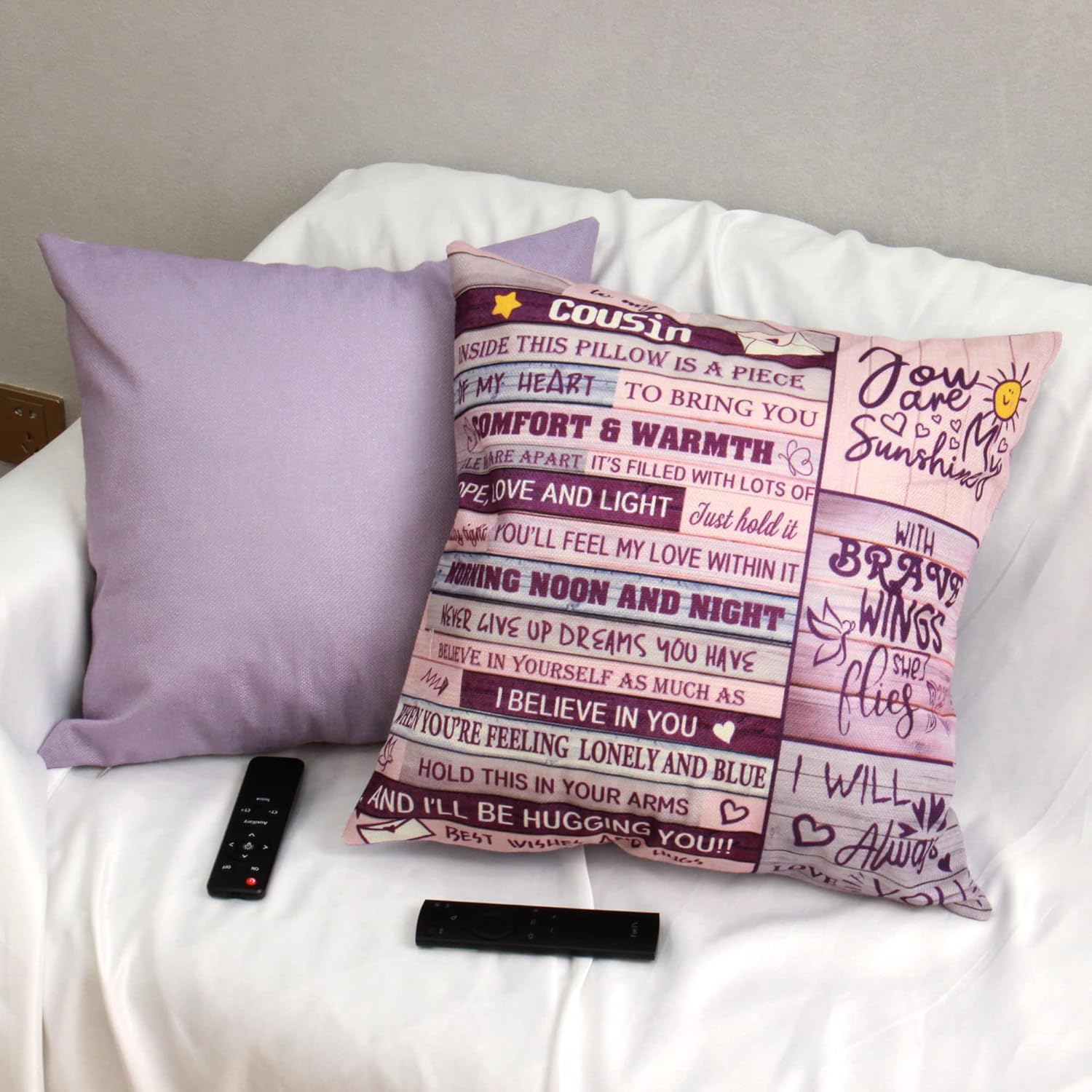 Detalle de Bommex Cousin Gift Double-sided Cushion Cover – 18x18 inches
