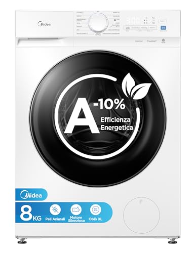 Detalle de Midea Lavatrice 8 kg Classe A-10% con Motore Inverter Silenzioso 1400 Giri – Anti-Peli Animali