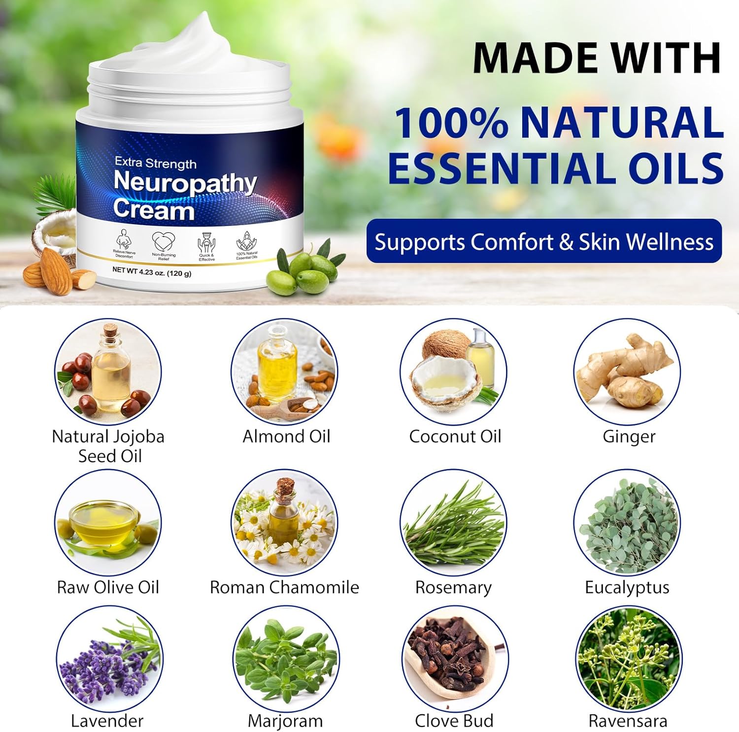 Detalle de Crème pour neuropathie des pieds – Lot de 2 x 240 g, Arnica et Aloe Vera