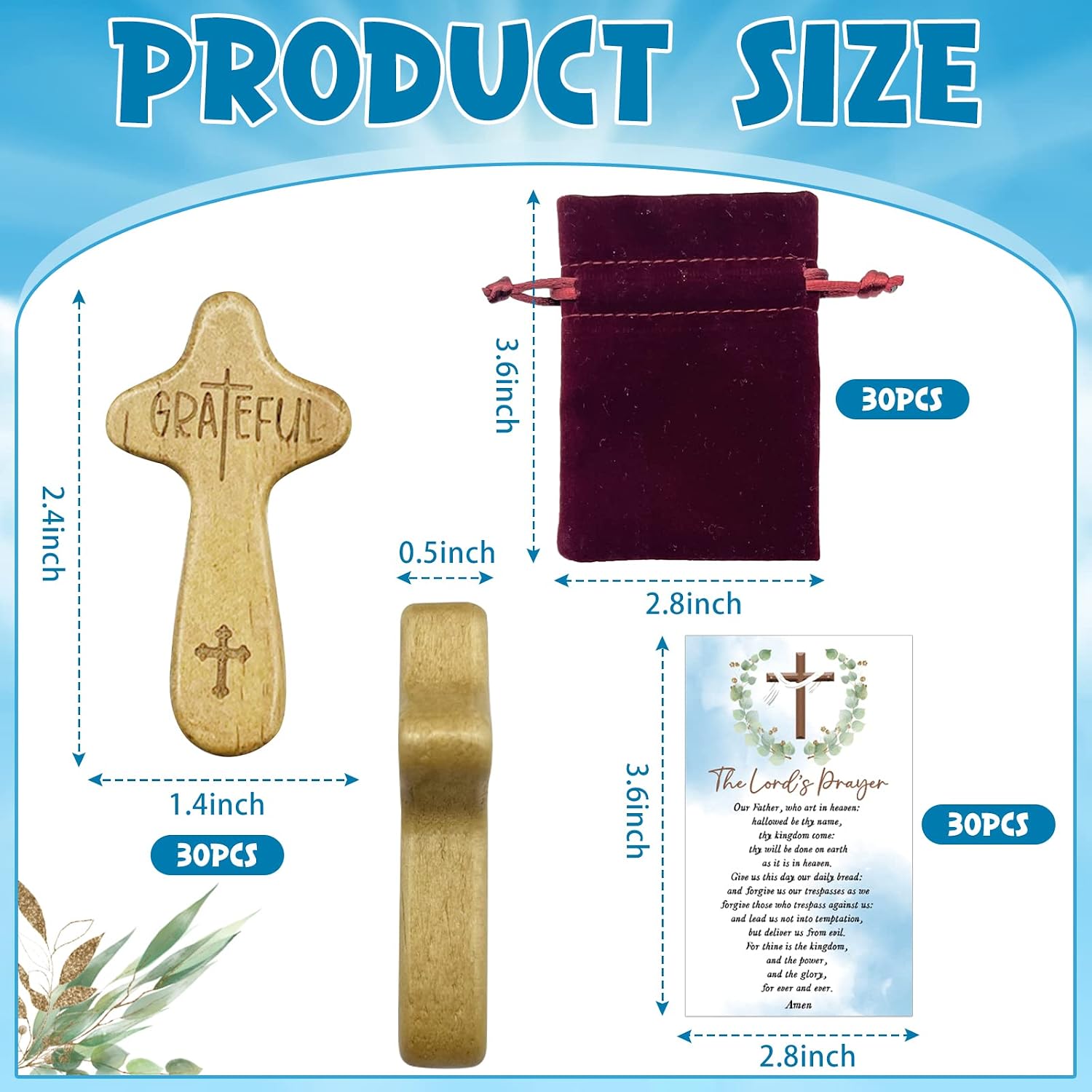 Thumbnail 2 de Wooden Pocket Crosses with Prayer Cards
