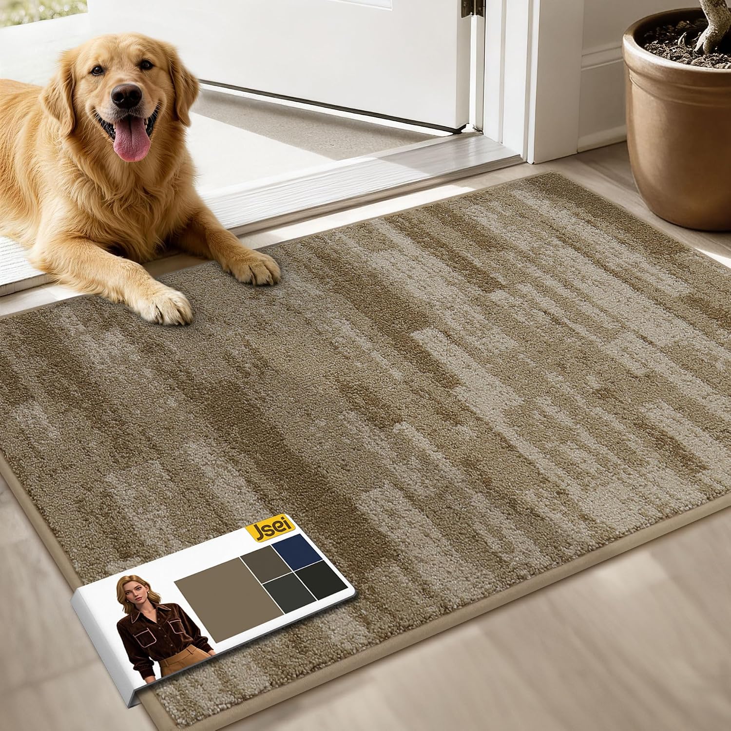 Detalle de JSEI Tapis Anti-Salissures 60x90 Beige