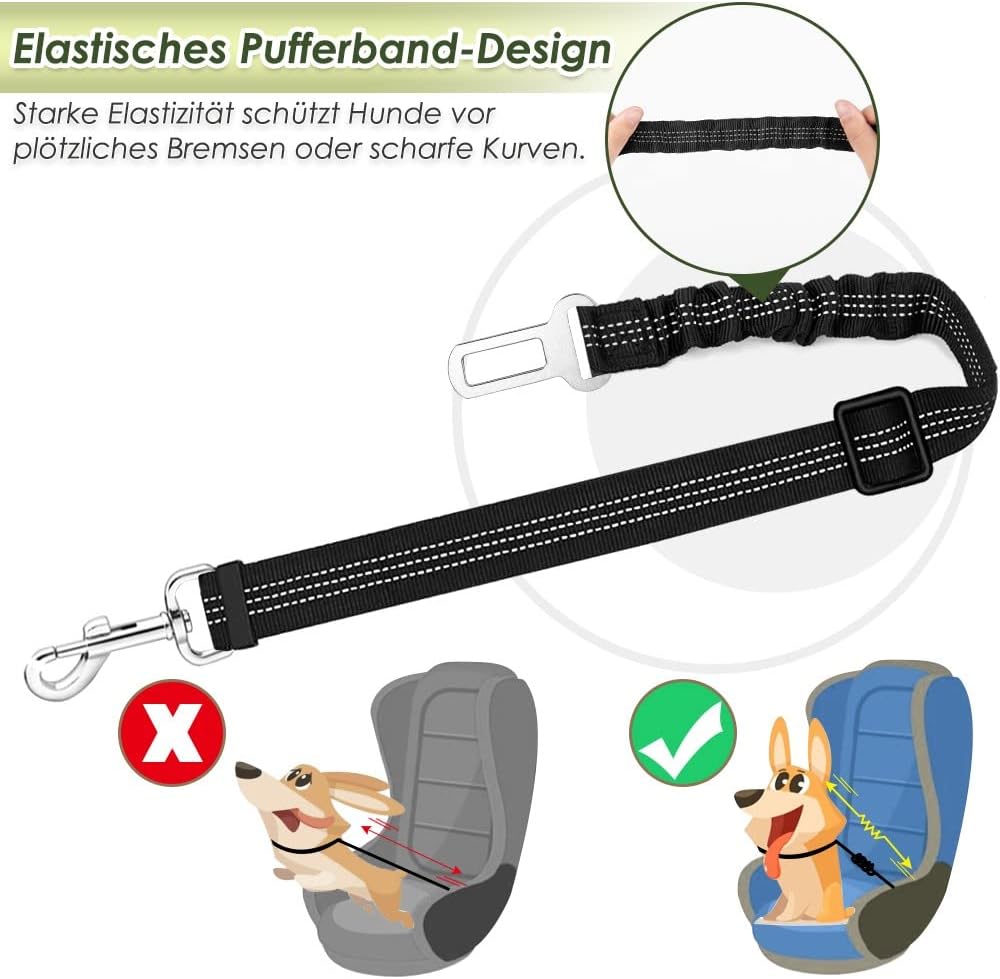 Detalle de SlowTon Hundegeschirr mit Sicherheitsgurt fürs Auto (Schwarz, XXXS) – atmungsaktives Latex-Netzgewebe