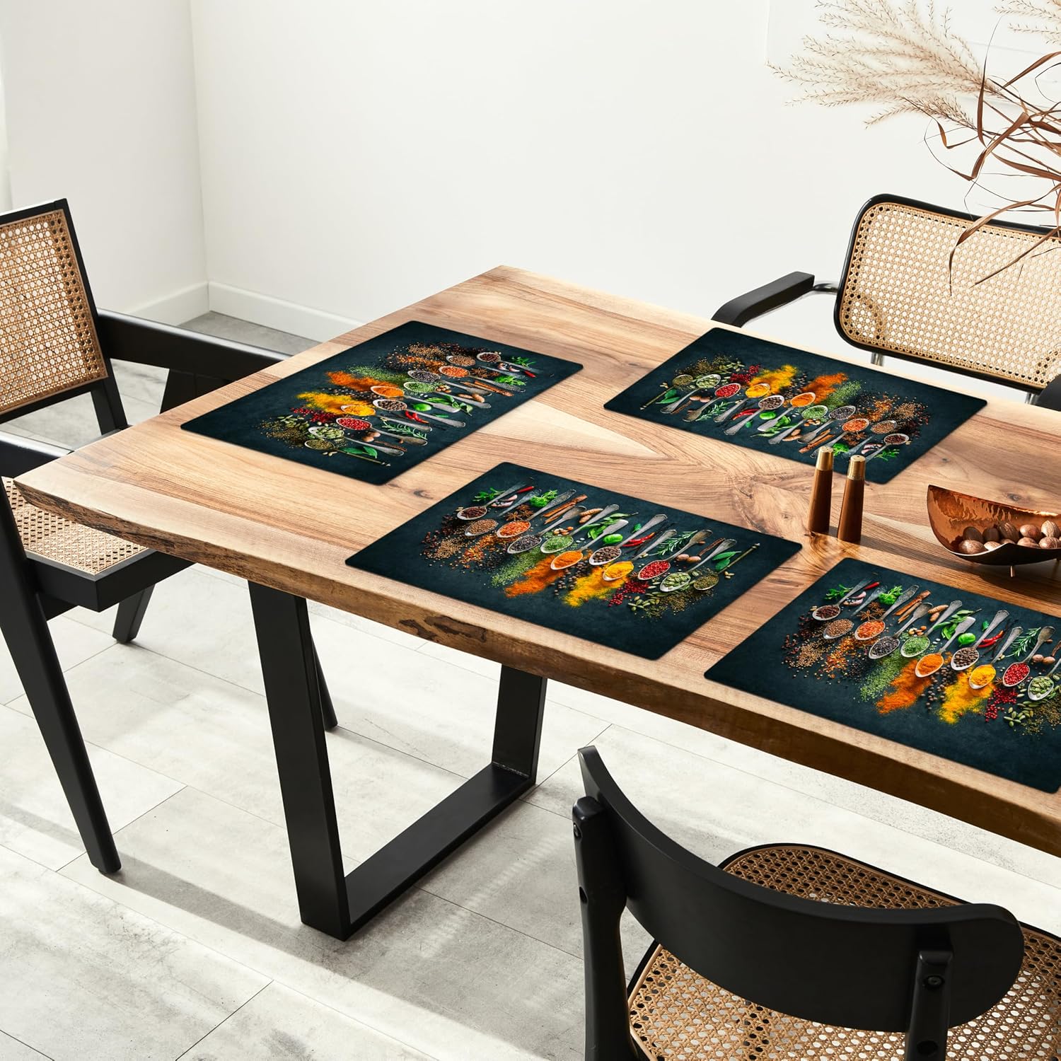 Detalle de KitchenYeah 8721172703620 placemats, set van 6, vinyl, kruidenprint, 45 x 30 cm